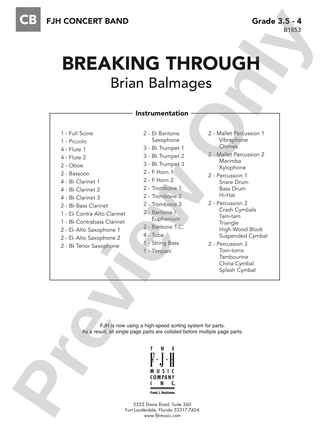 Breaking Through: Concert Band Conductor Score & Parts