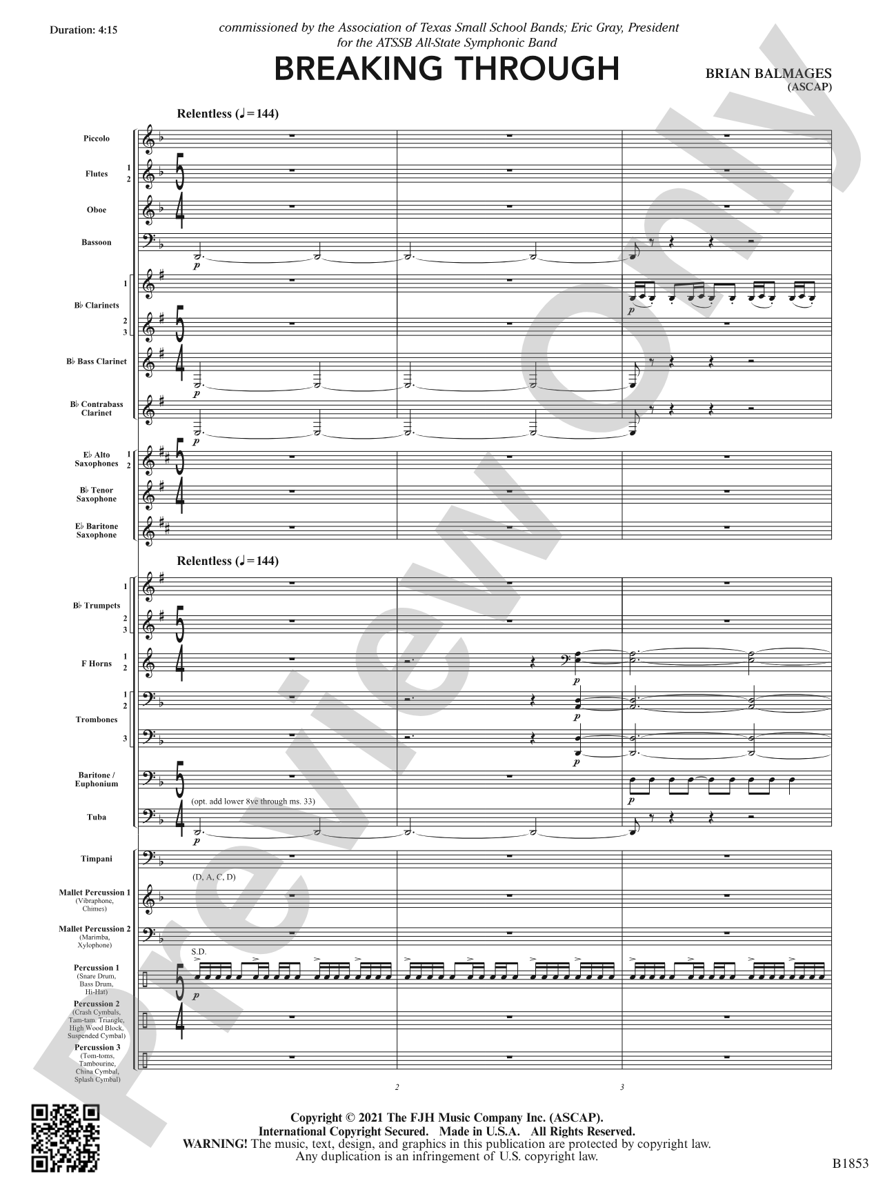 Breaking Through: Concert Band Conductor Score & Parts