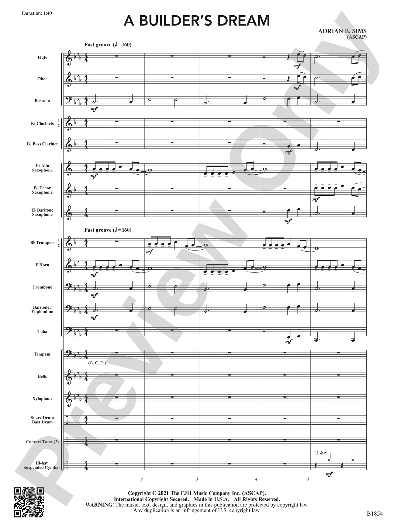 A Builder's Dream: Score