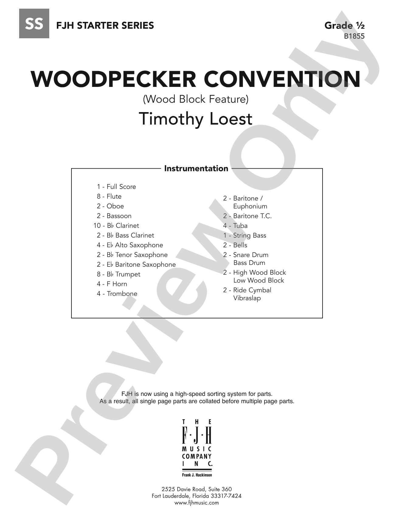 Woodpecker Convention (Wood Block Feature): Concert Band Conductor Score & Parts
