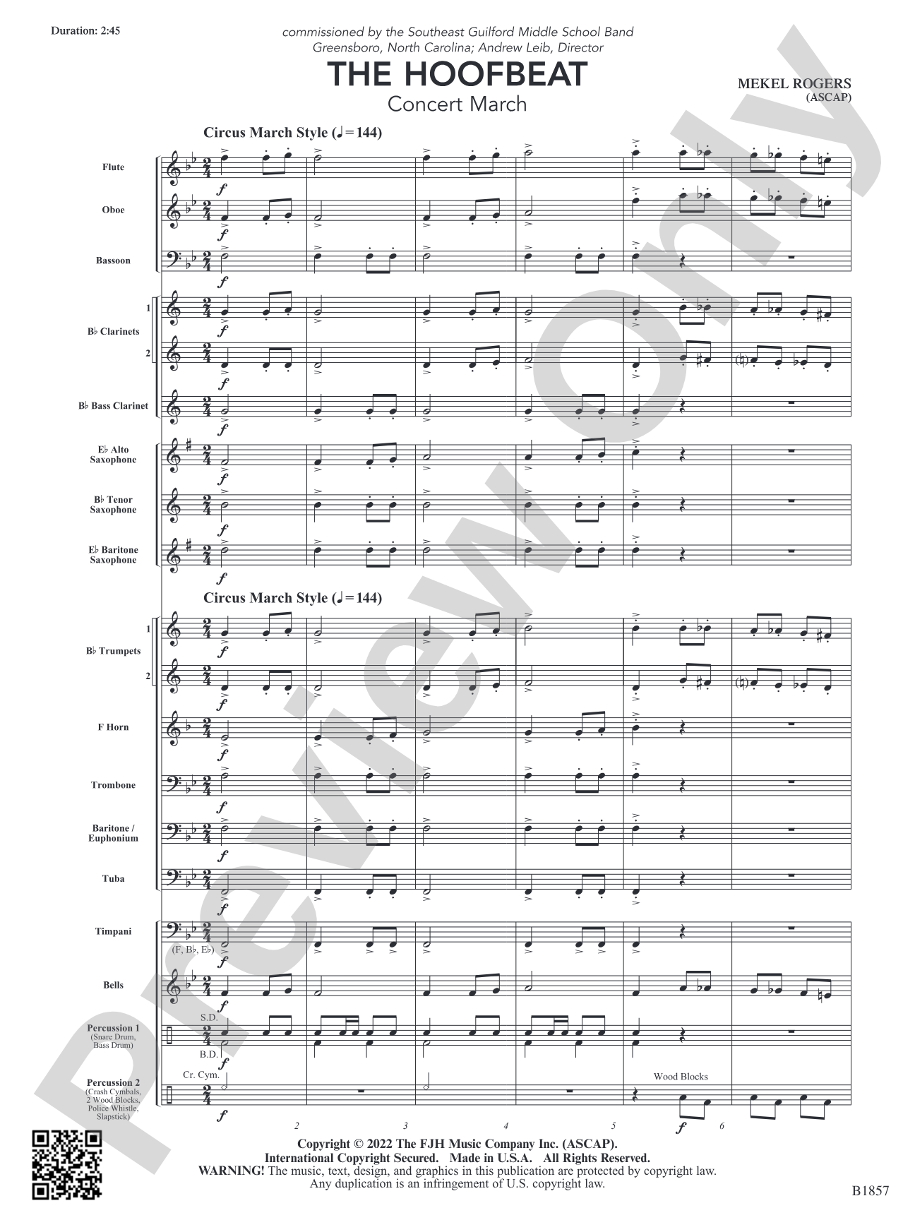 The Hoofbeat: Concert Band Conductor Score & Parts