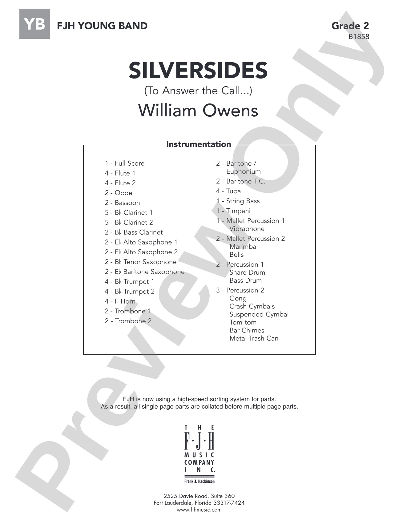 Silversides: Concert Band Conductor Score & Parts
