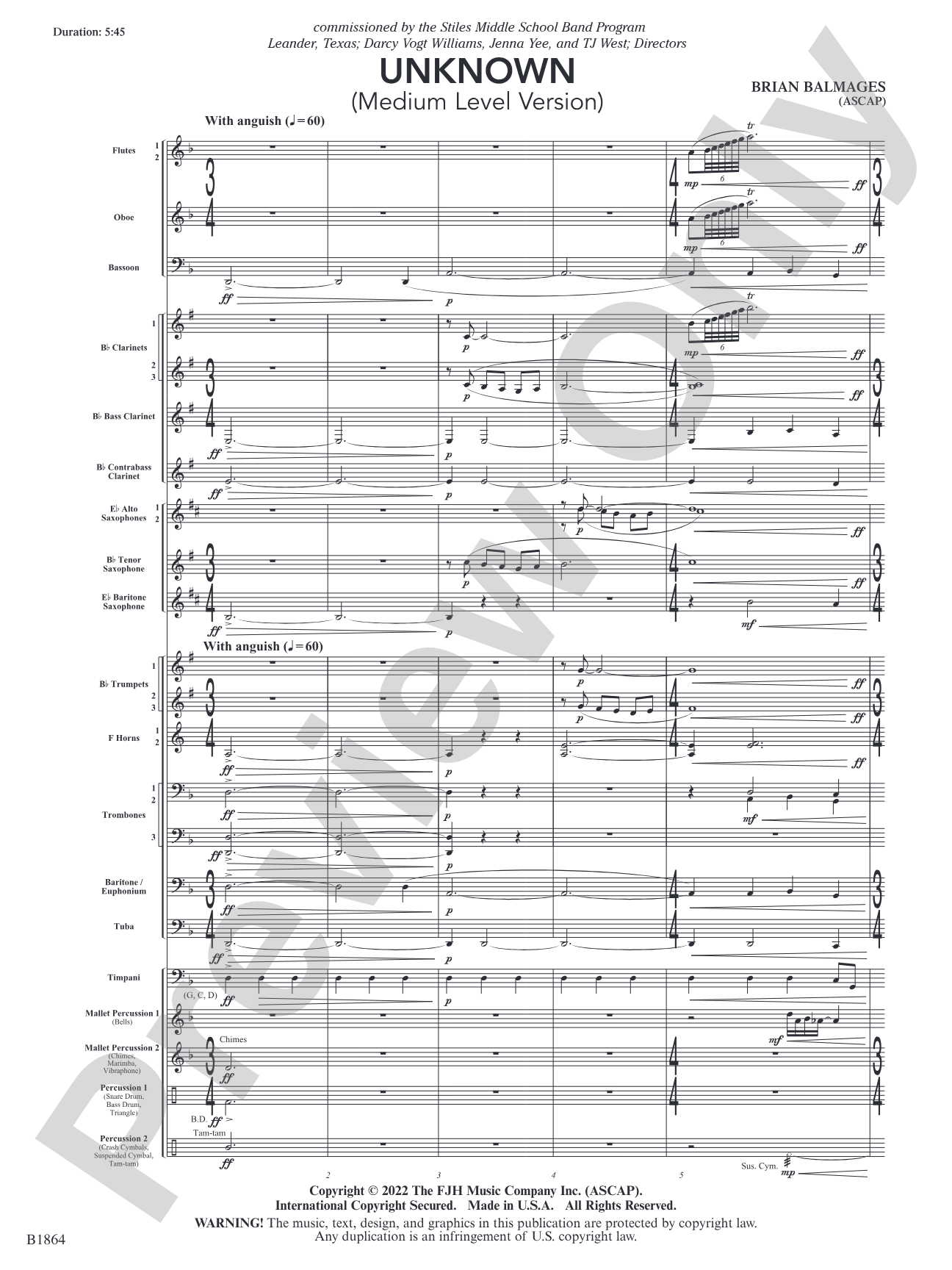 Unknown: Concert Band Conductor Score & Parts