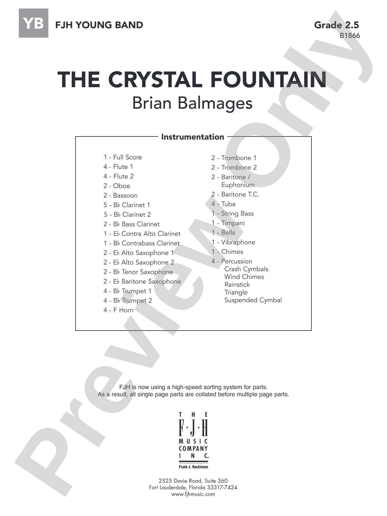 The Crystal Fountain: Concert Band Conductor Score & Parts