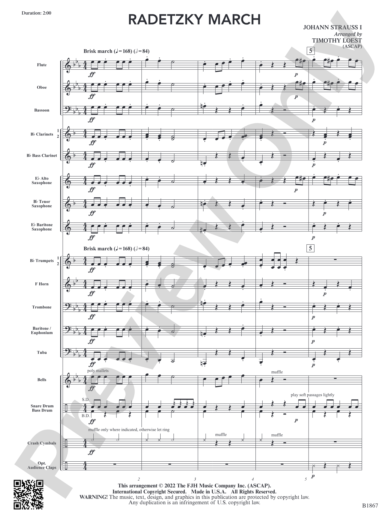 Radetzky March: Concert Band Conductor Score & Parts