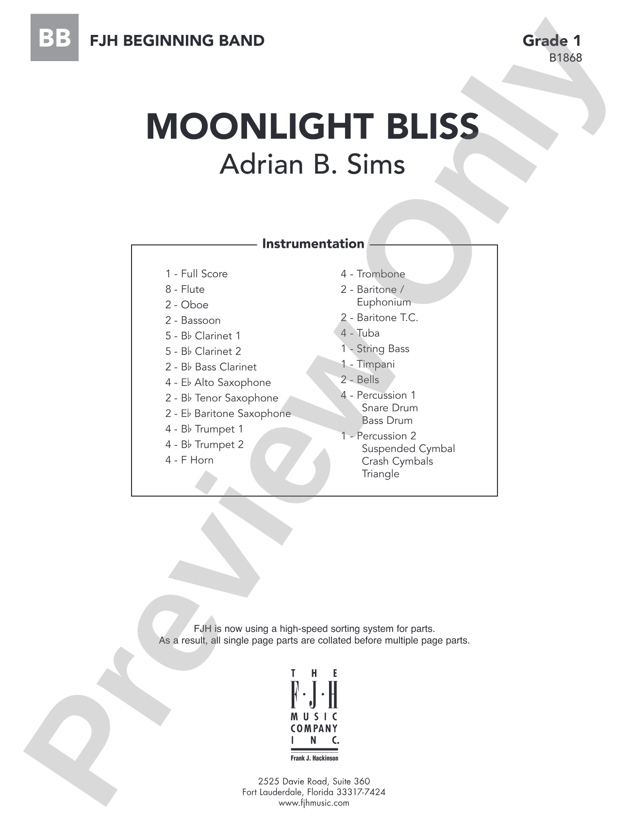 Moonlight Bliss: Concert Band Conductor Score & Parts