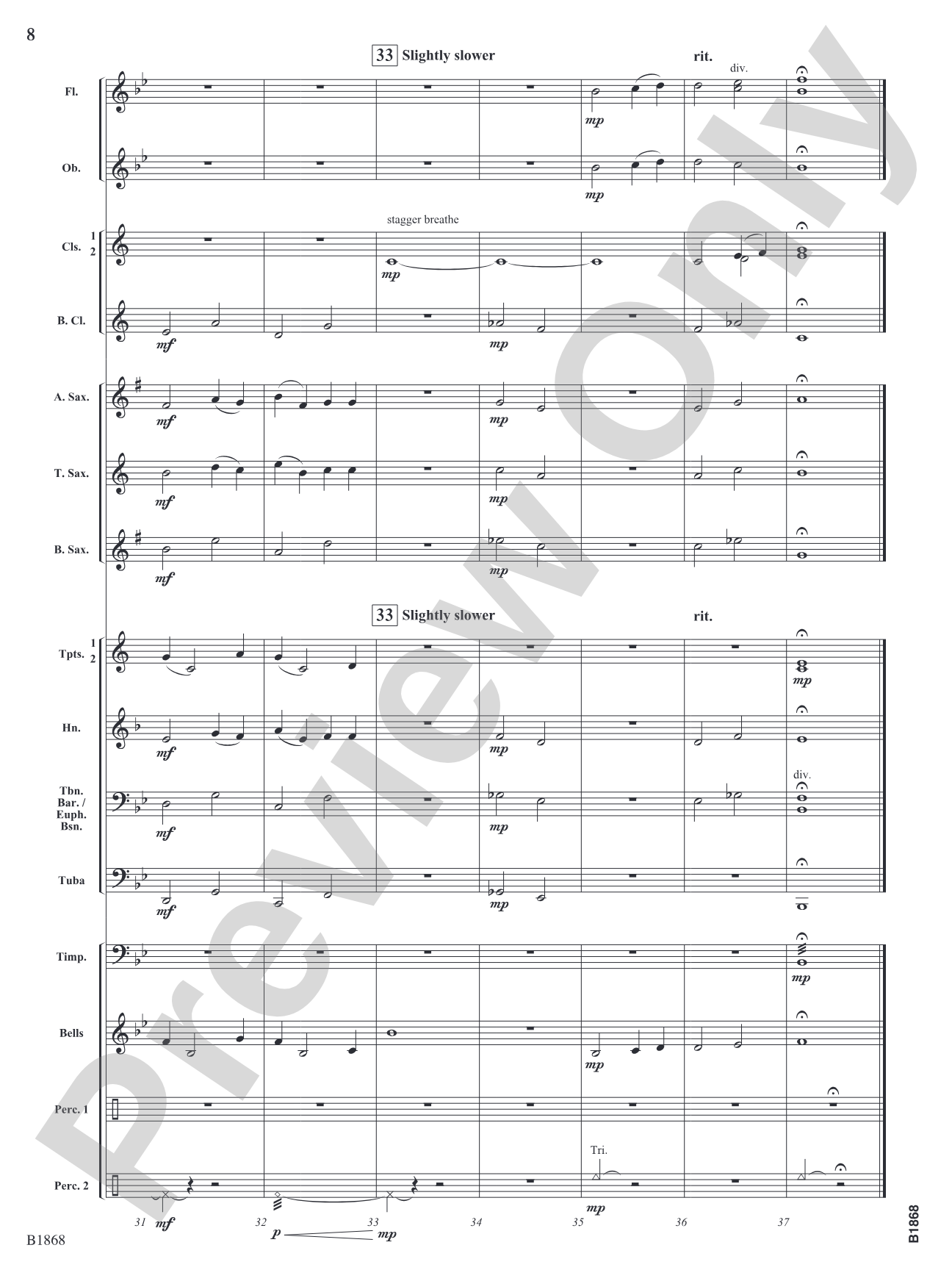 Moonlight Bliss: Concert Band Conductor Score & Parts