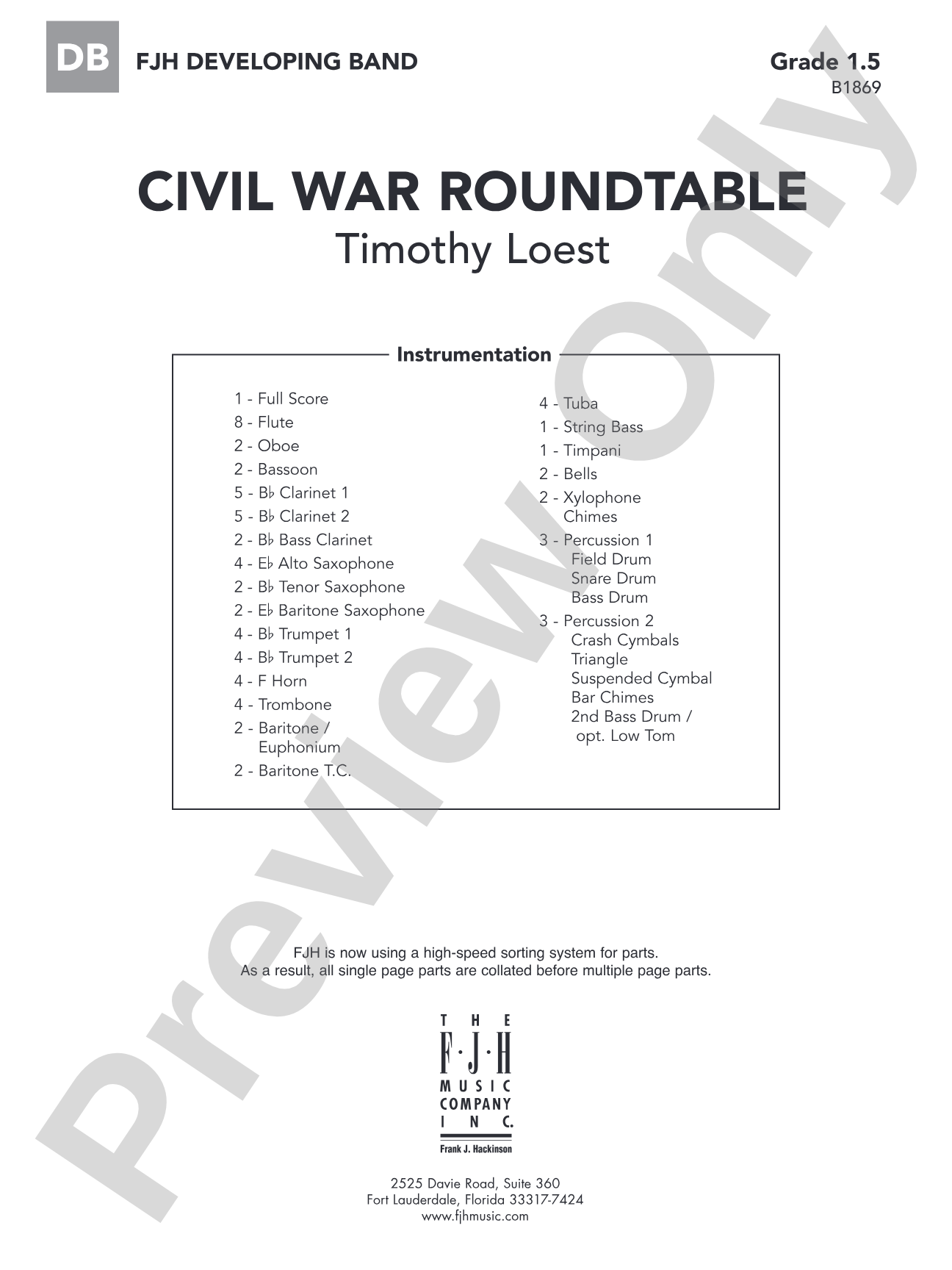 Civil War Roundtable: Concert Band Conductor Score & Parts