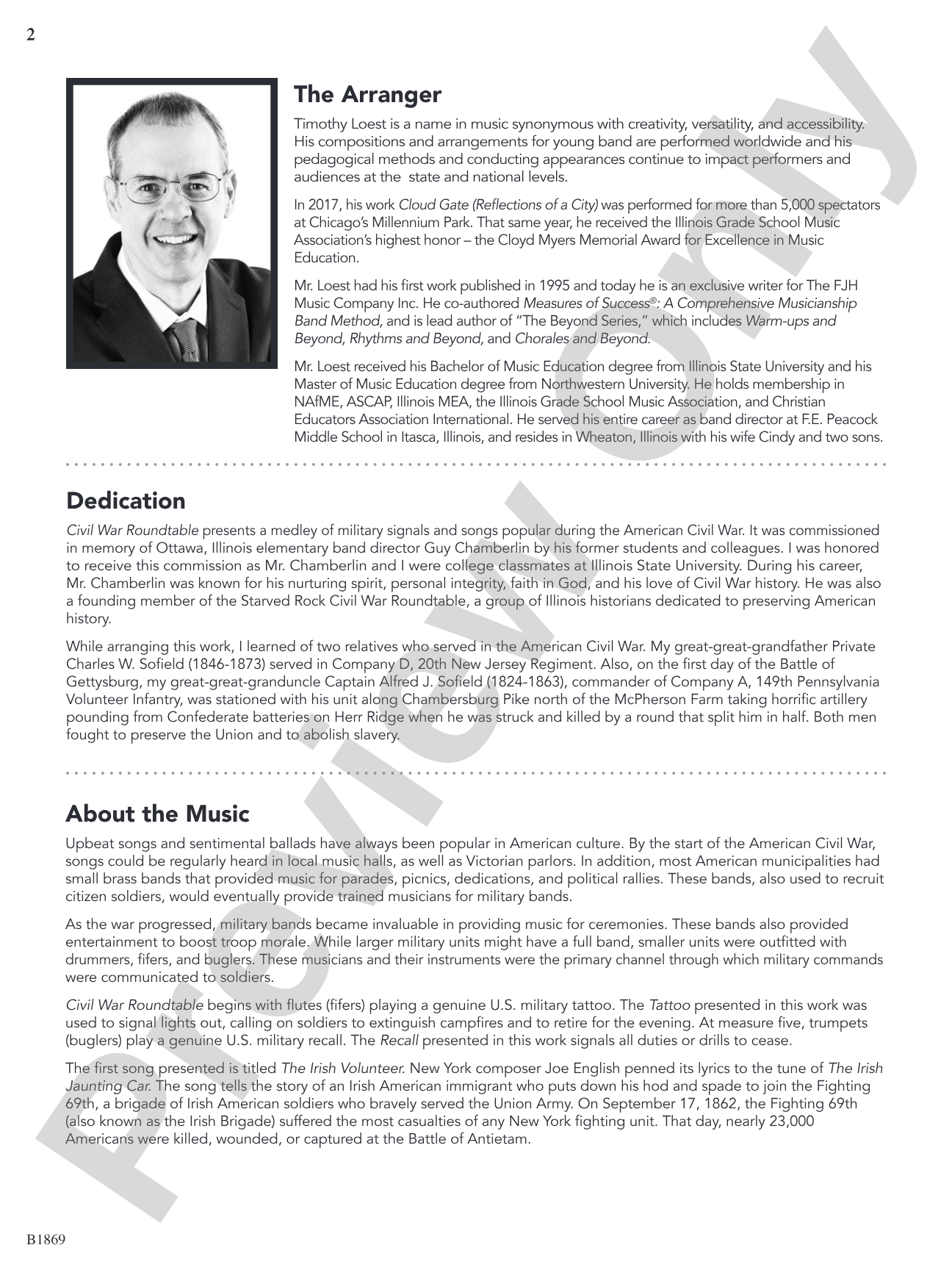 Civil War Roundtable: Concert Band Conductor Score & Parts