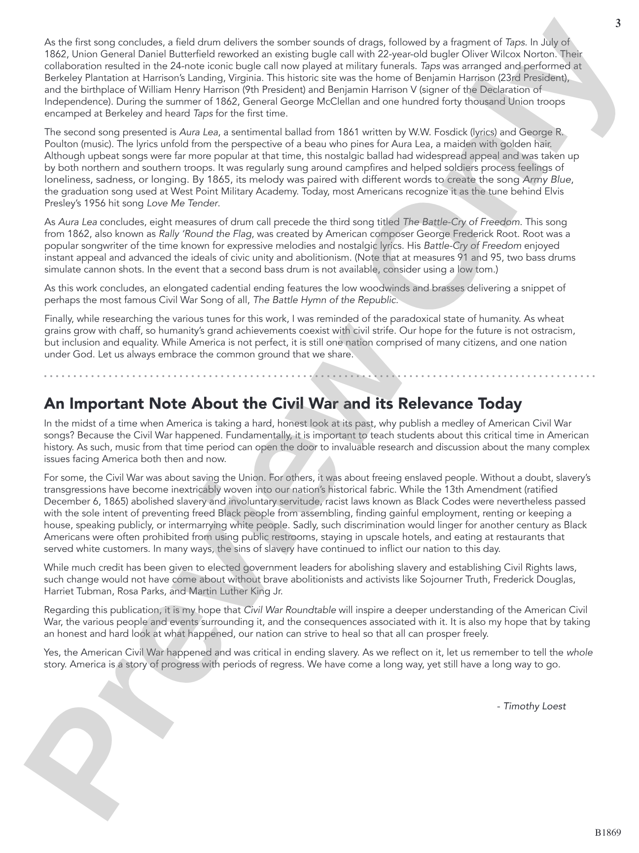 Civil War Roundtable: Concert Band Conductor Score & Parts