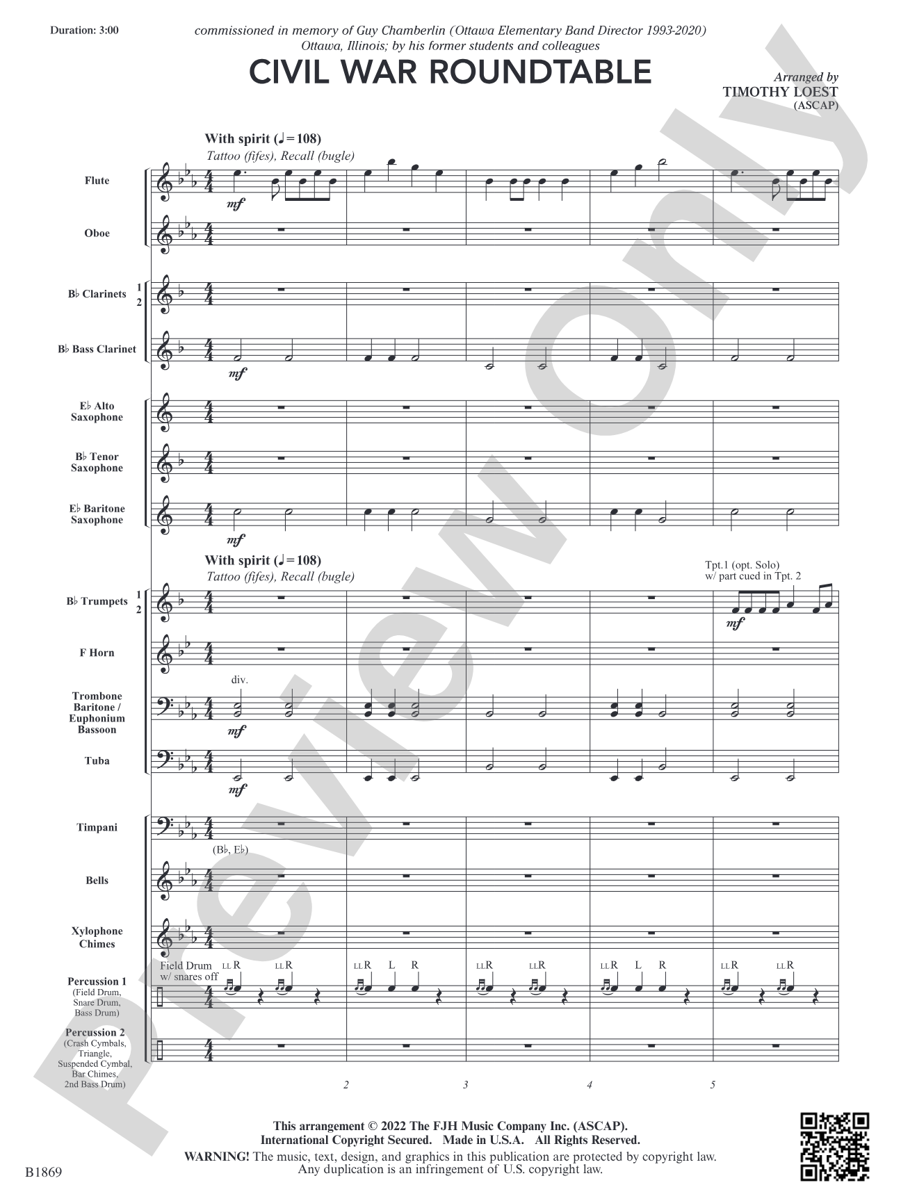 Civil War Roundtable: Concert Band Conductor Score & Parts