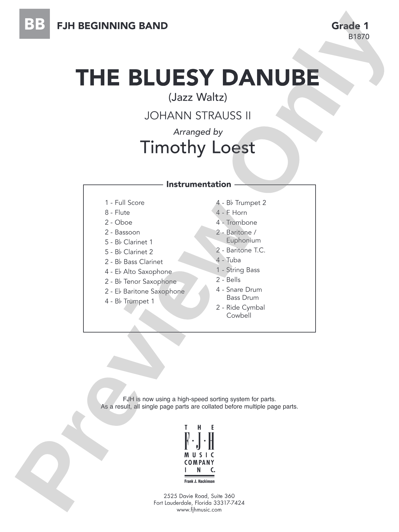 The Bluesy Danube: Concert Band Conductor Score & Parts