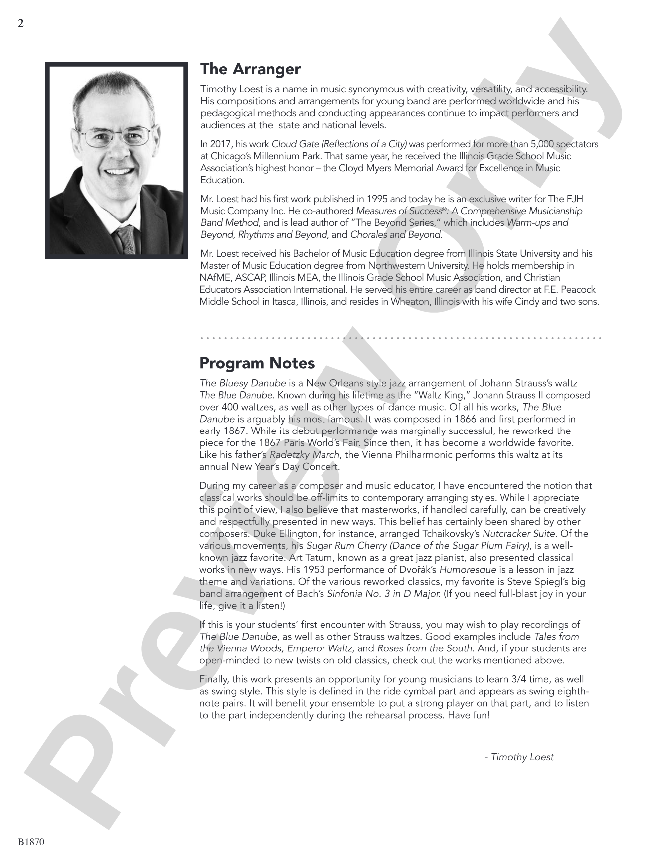 The Bluesy Danube: Concert Band Conductor Score & Parts