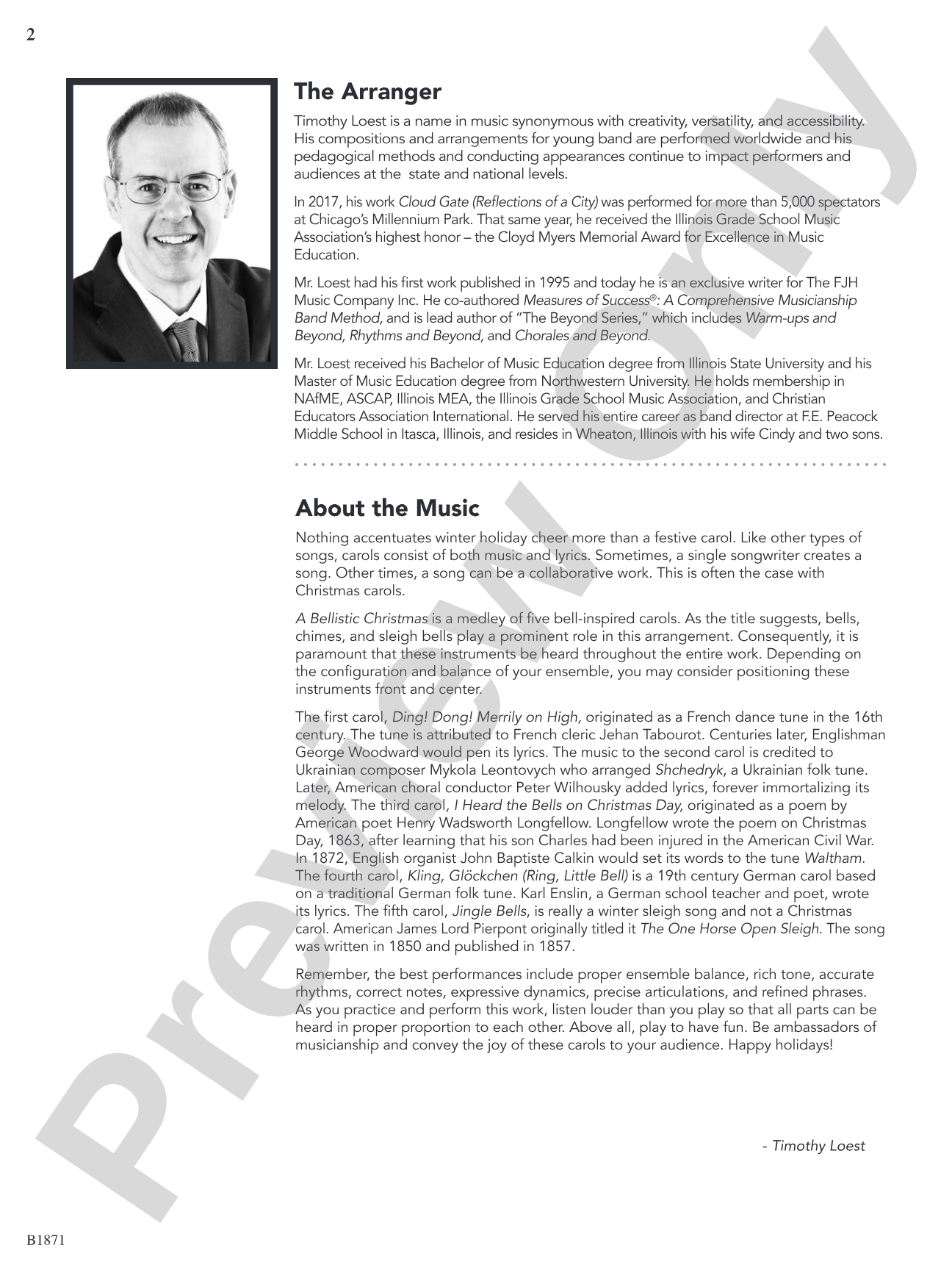 A Bellistic Christmas: Concert Band Conductor Score & Parts
