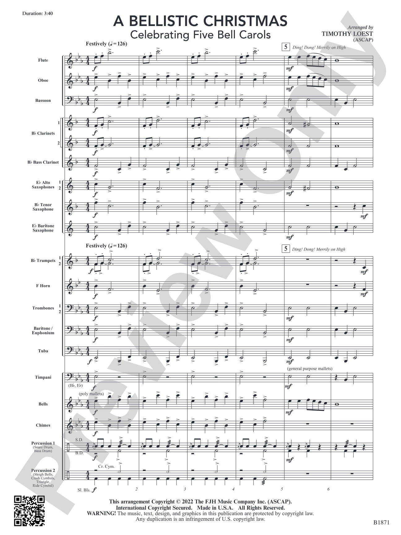 A Bellistic Christmas: Concert Band Conductor Score & Parts