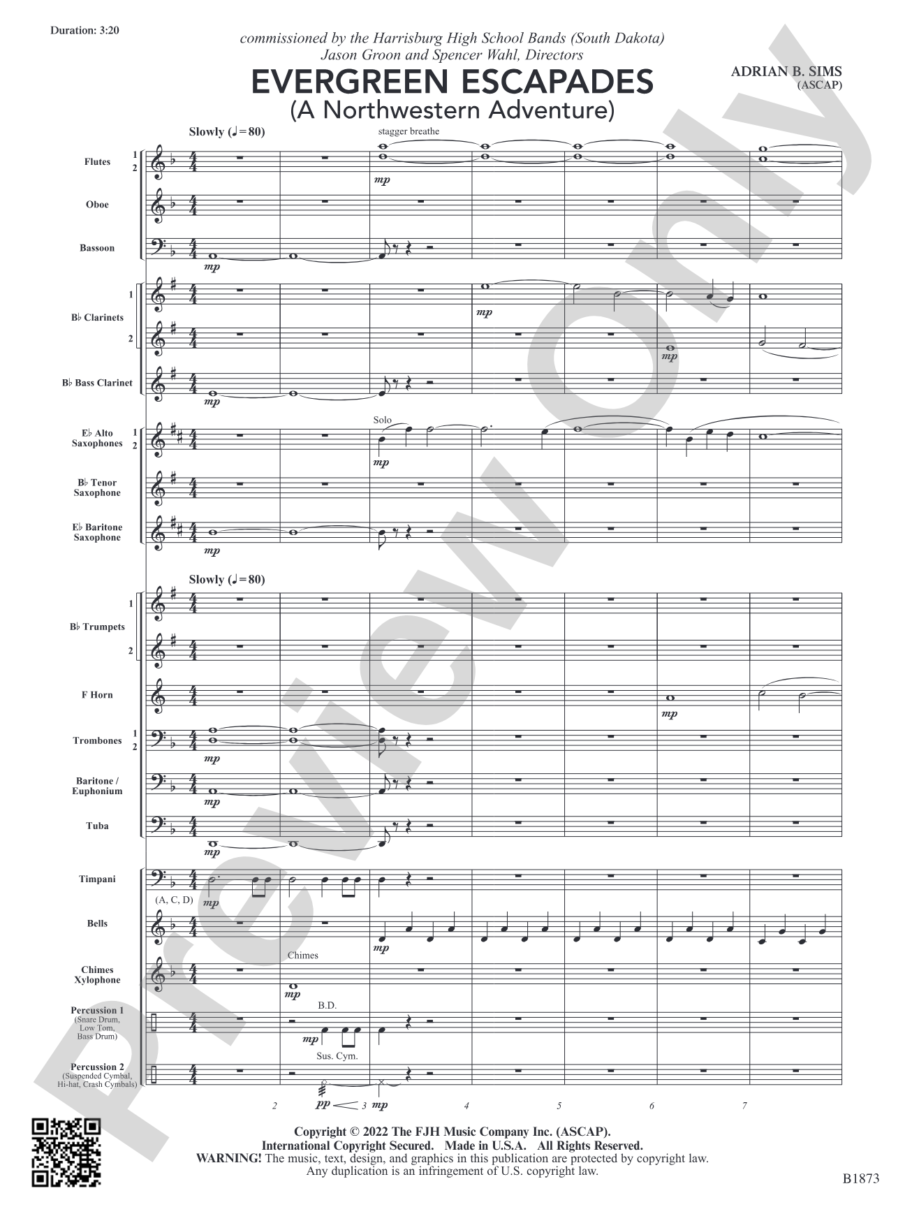 Evergreen Escapades: Concert Band Conductor Score & Parts