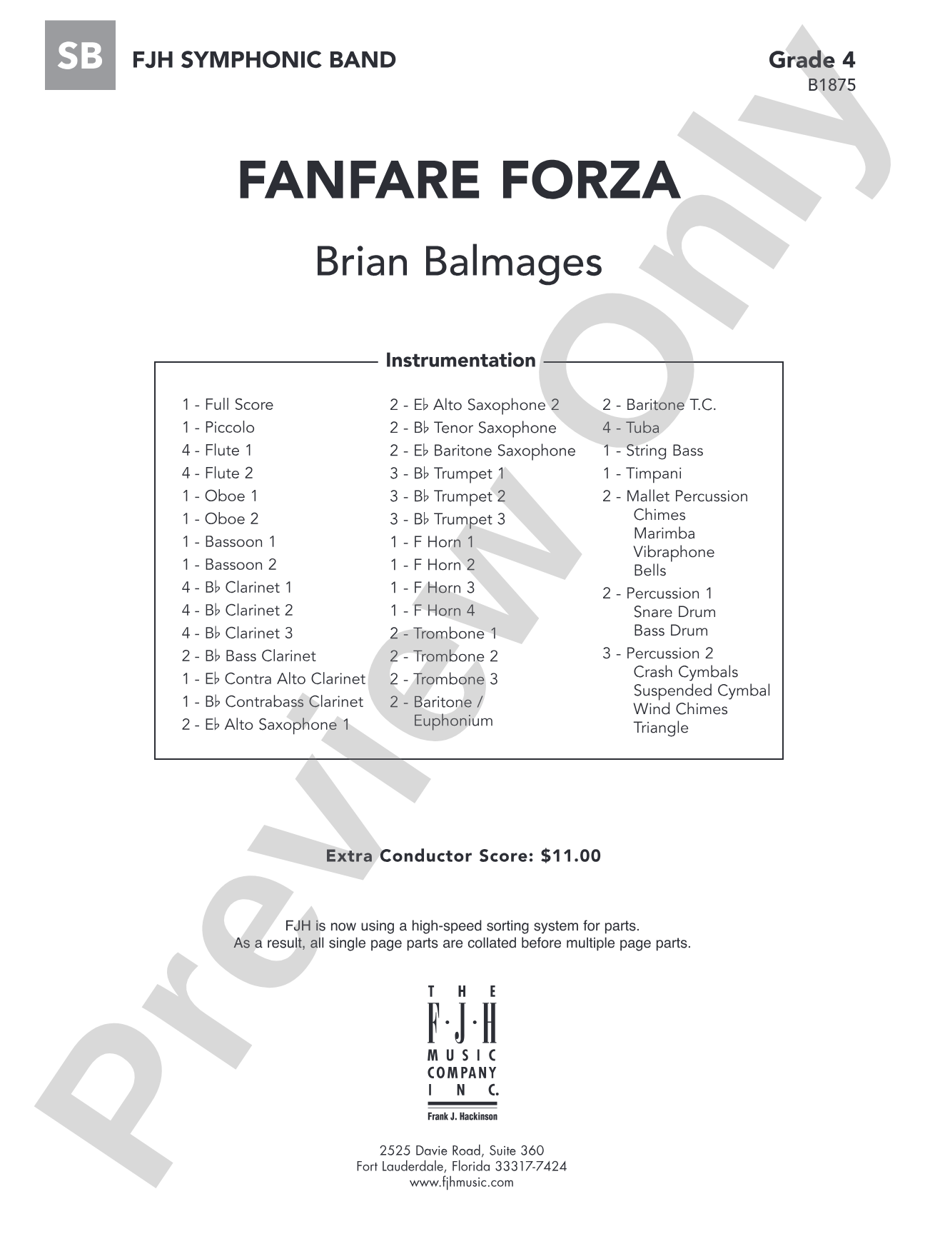 Fanfare Forza: Concert Band Conductor Score & Parts