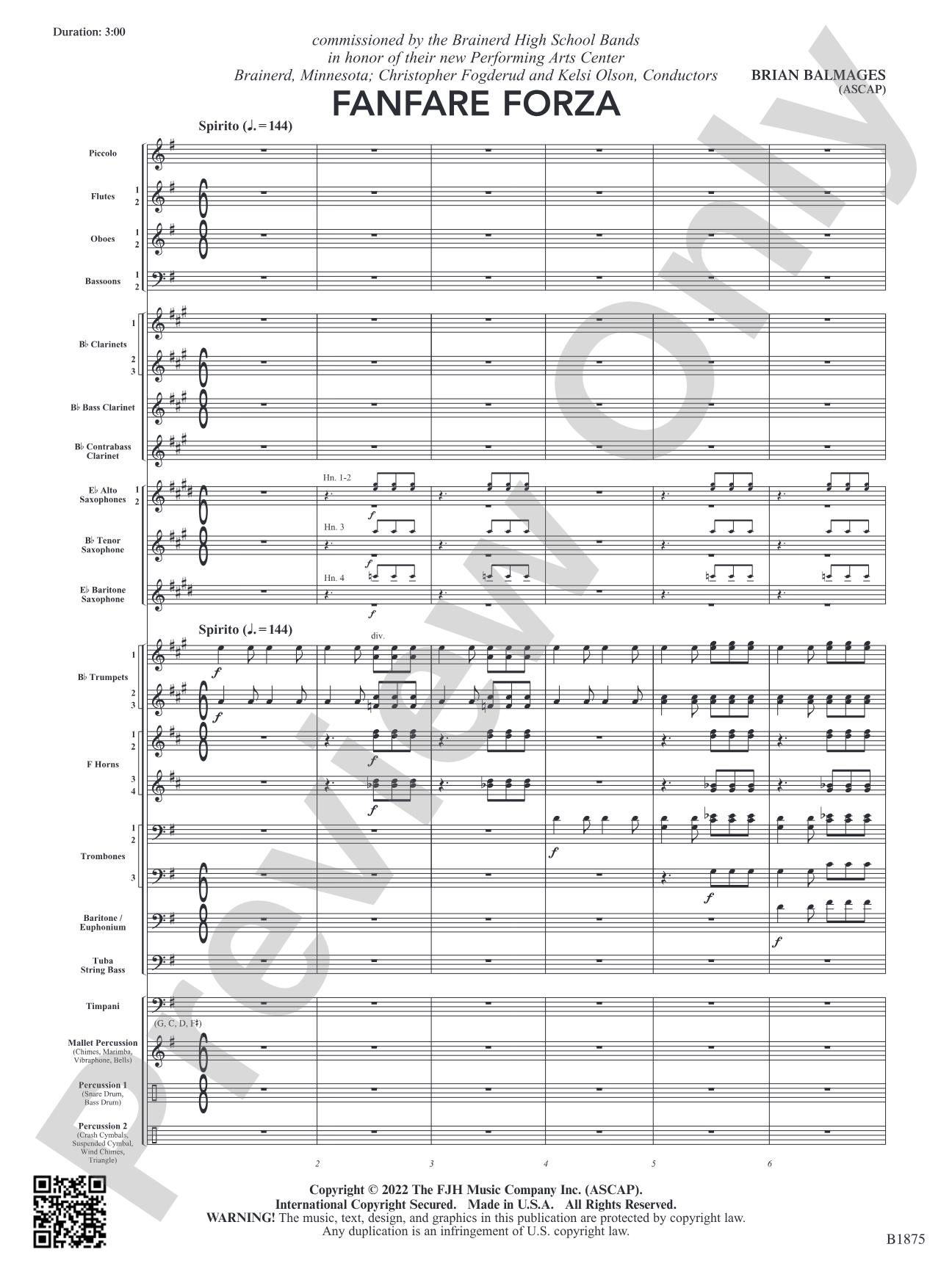 Fanfare Forza: Concert Band Conductor Score & Parts