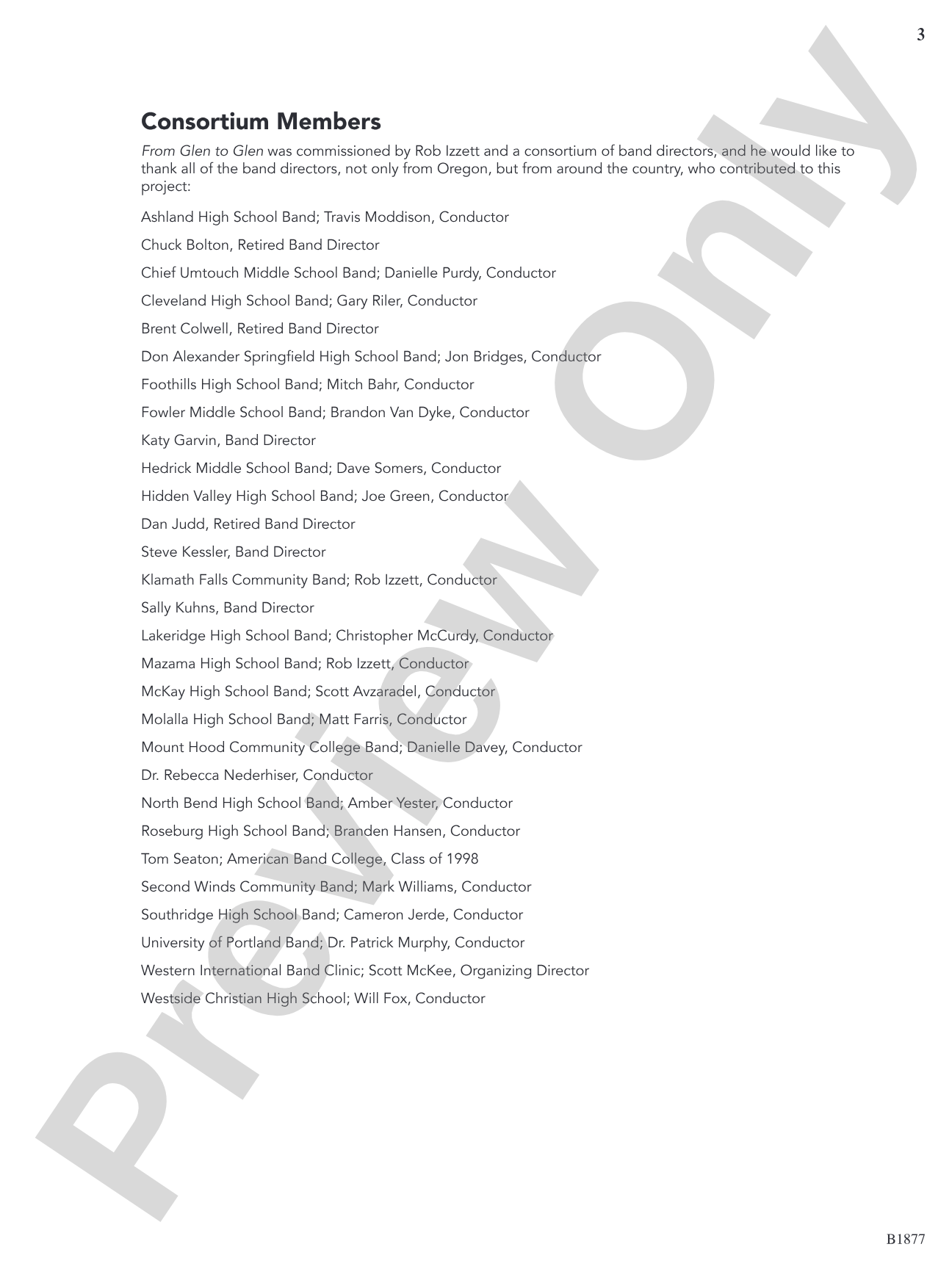 From Glen to Glen: Concert Band Conductor Score & Parts