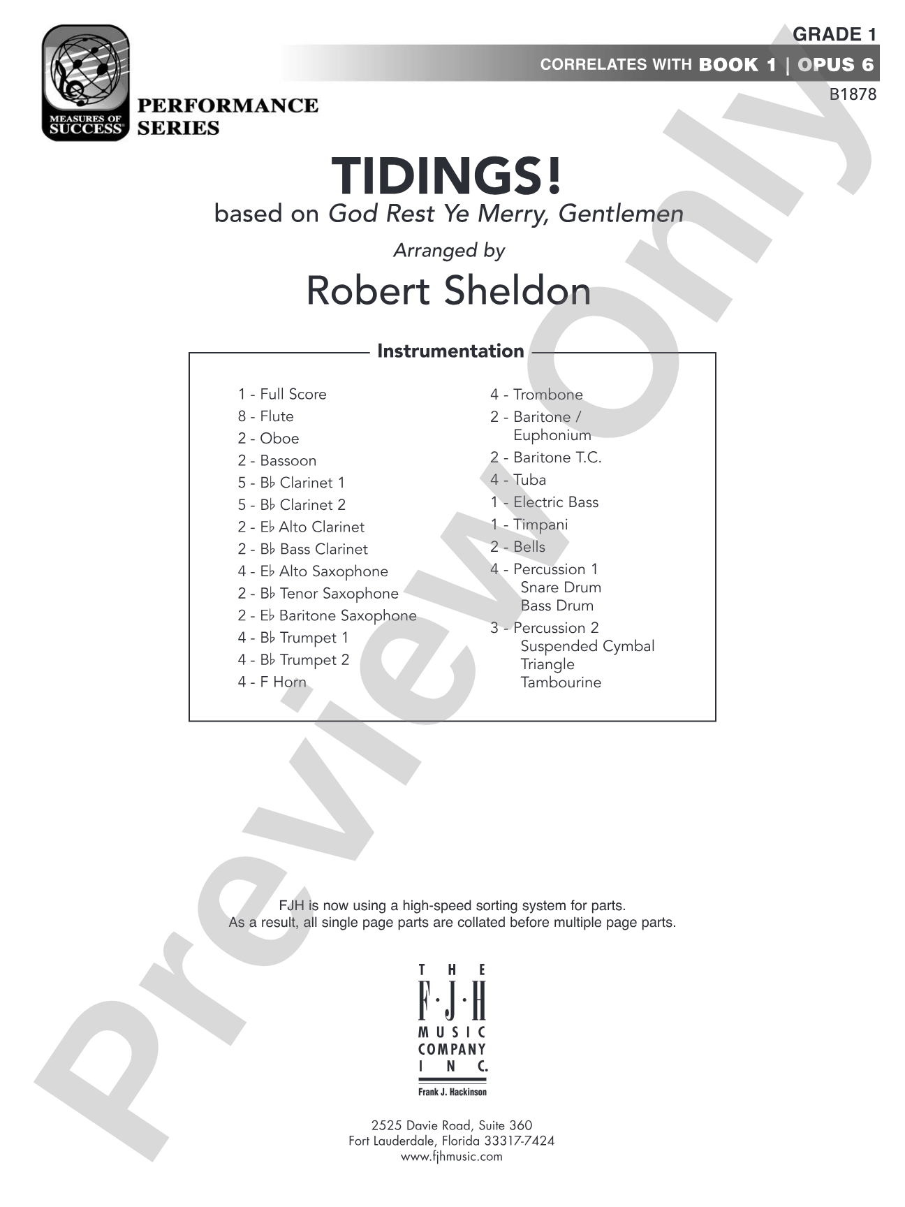 Tidings!: Concert Band Conductor Score & Parts
