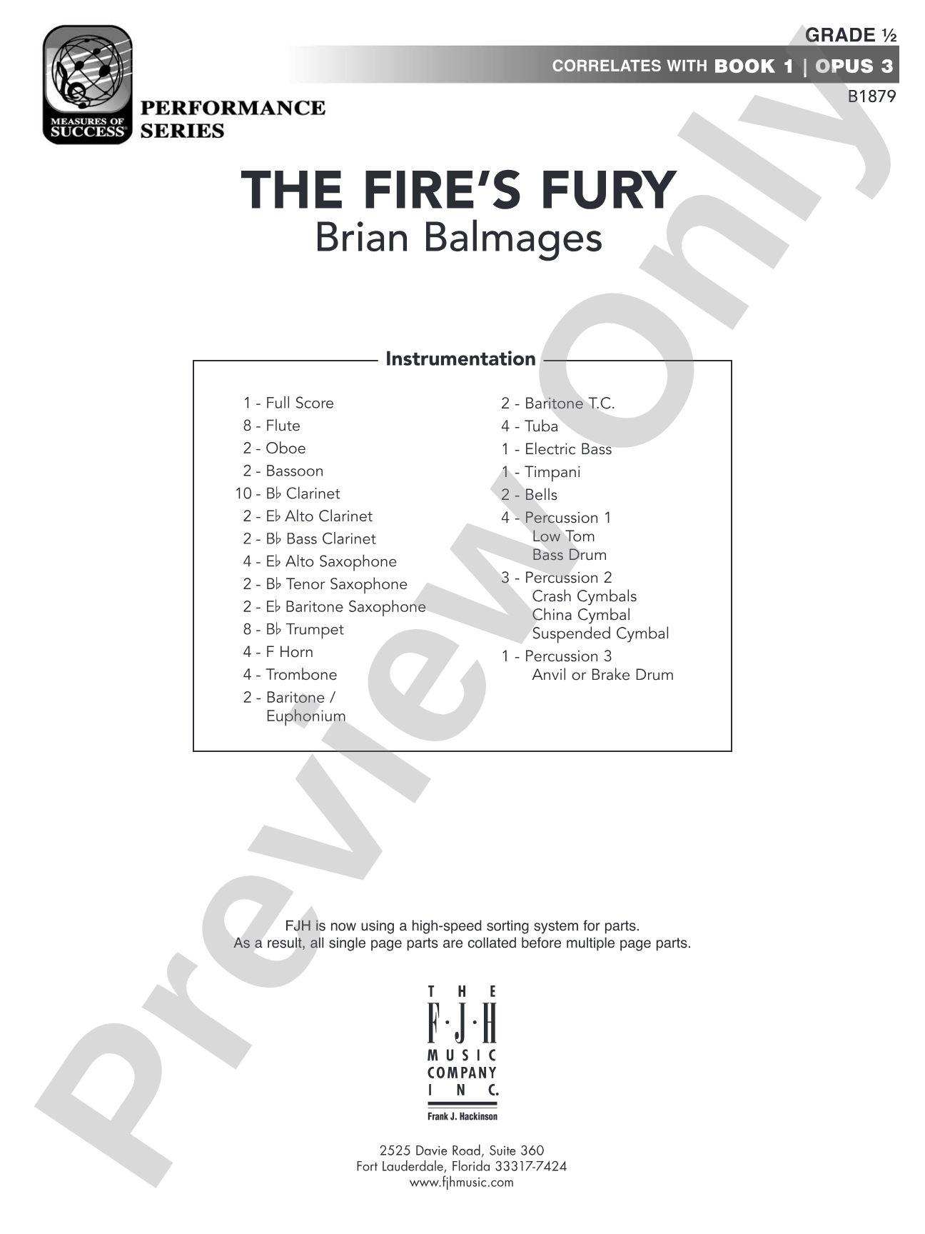 The Fire's Fury: Concert Band Conductor Score & Parts