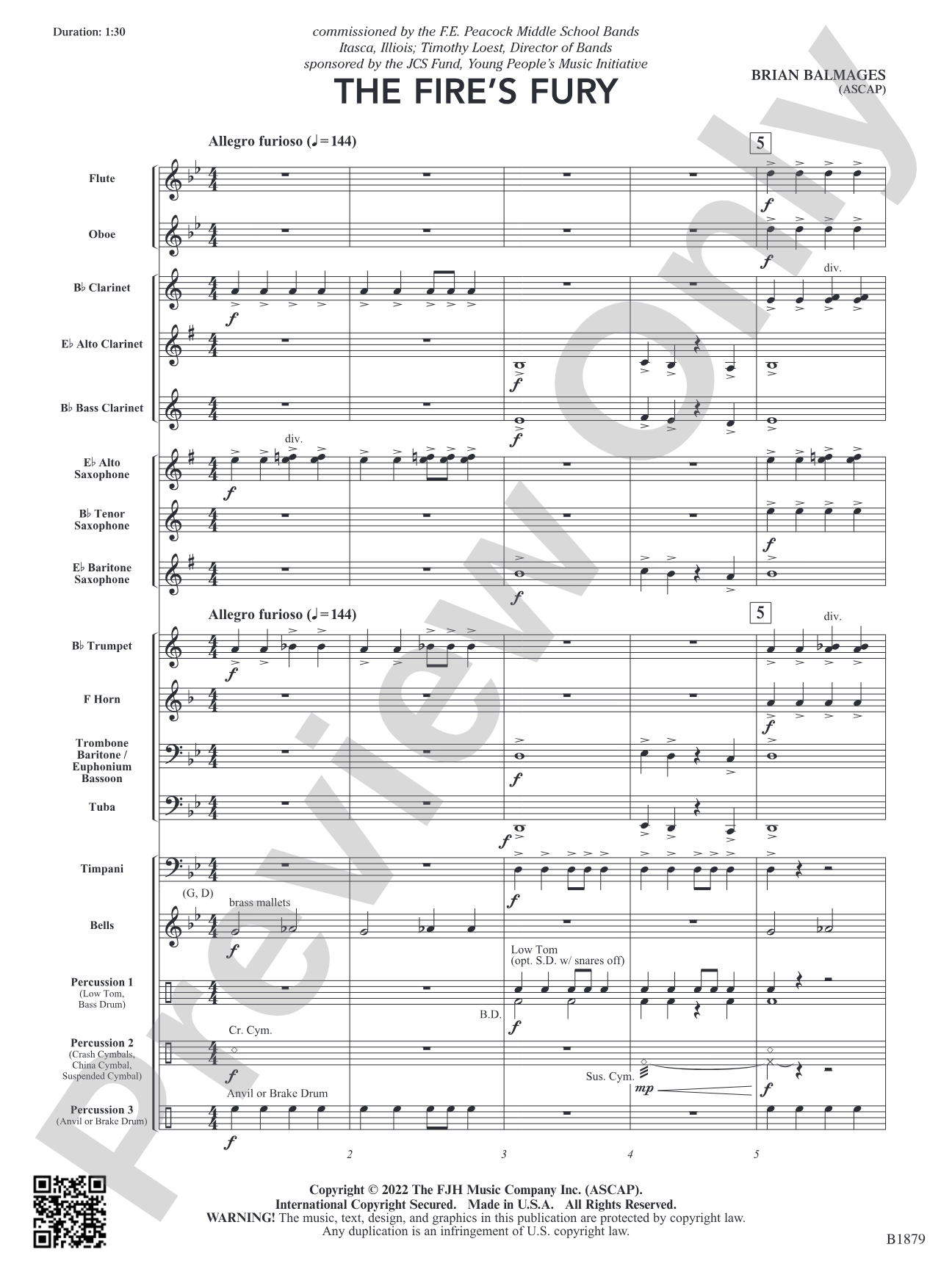 The Fire's Fury: Concert Band Conductor Score & Parts