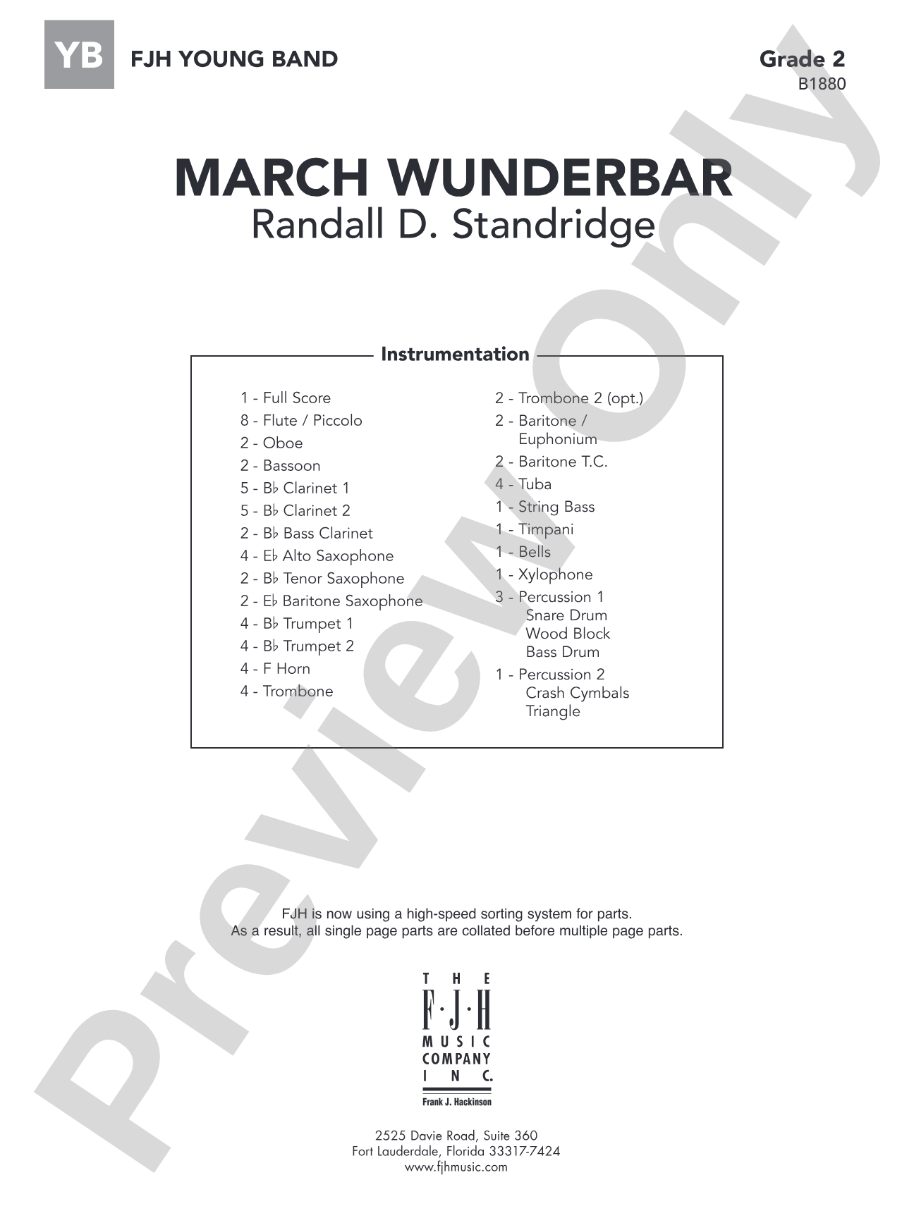 March Wunderbar: Concert Band Conductor Score & Parts