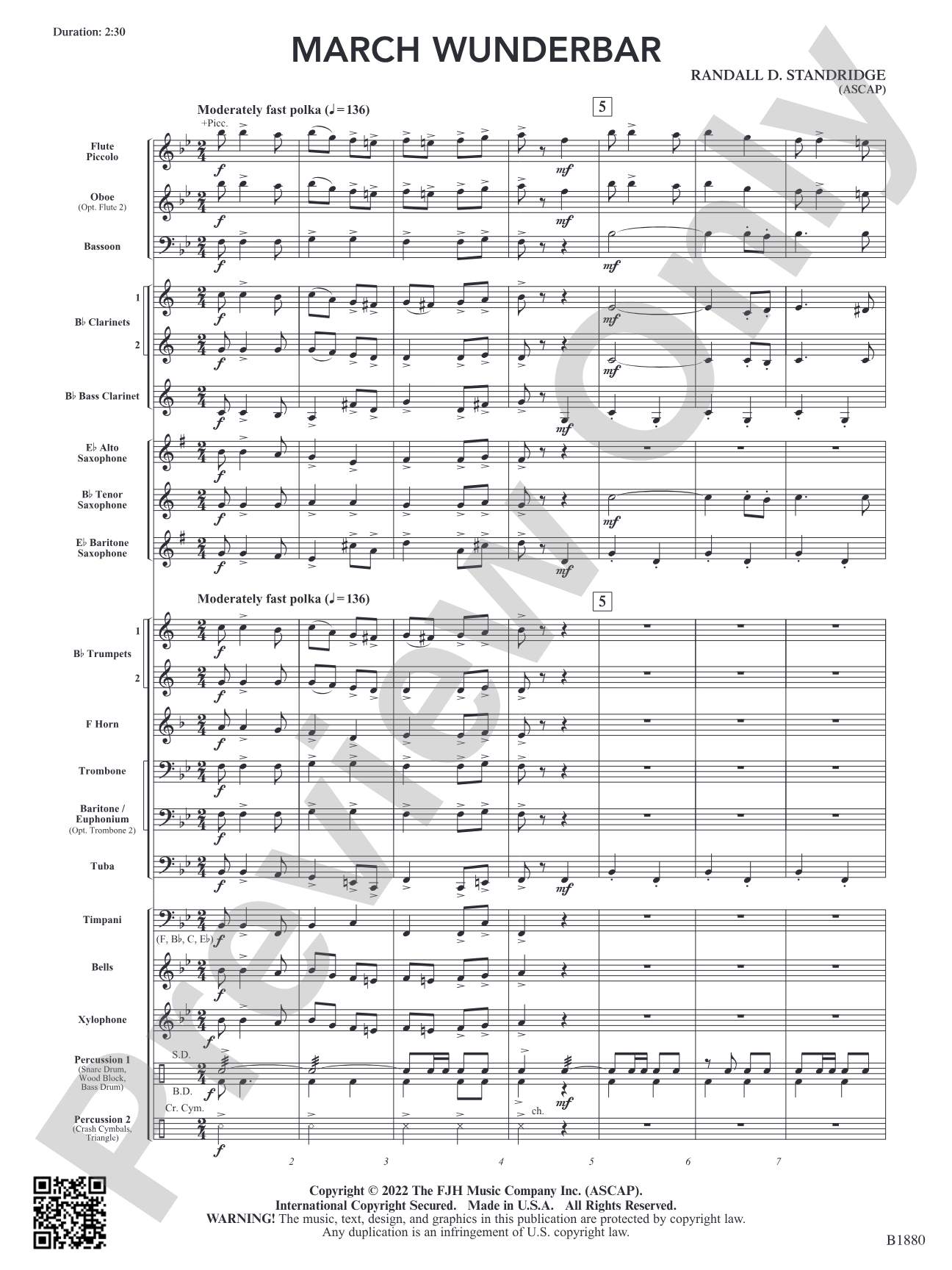 March Wunderbar: Concert Band Conductor Score & Parts