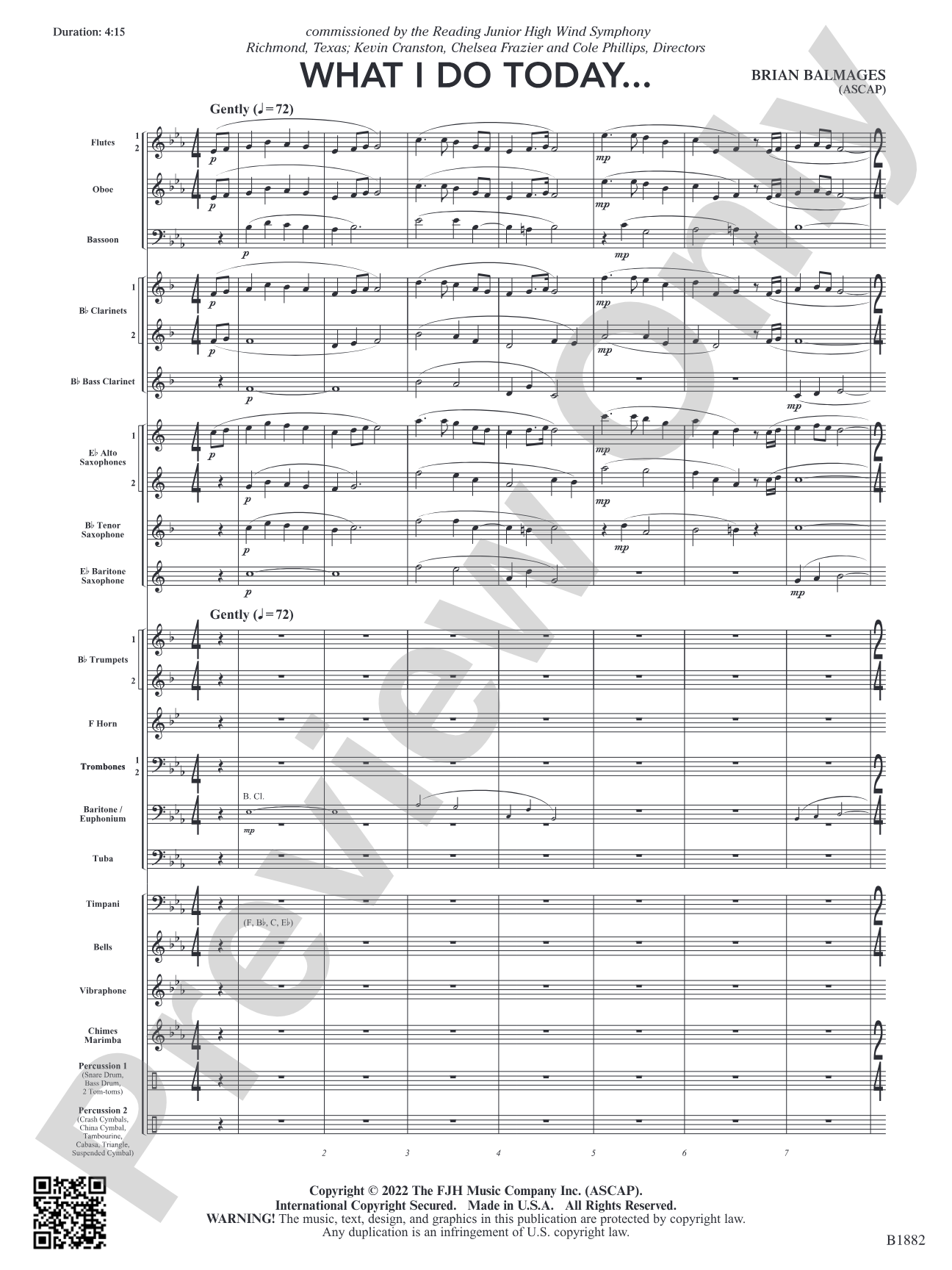 What I Do Today...: Concert Band Conductor Score & Parts