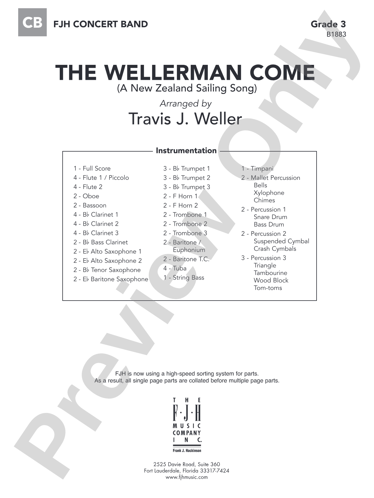 The Wellerman Come: Concert Band Conductor Score & Parts