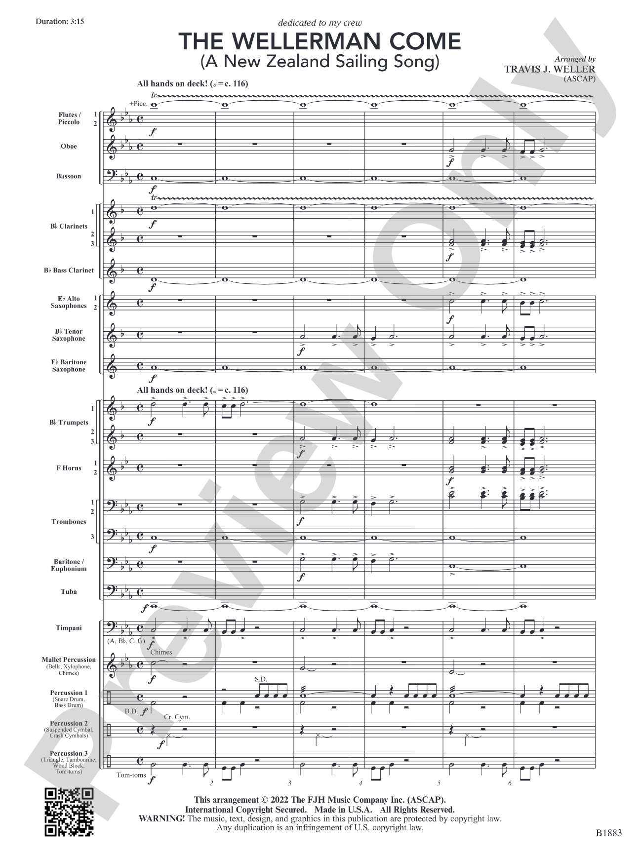 The Wellerman Come: Concert Band Conductor Score & Parts