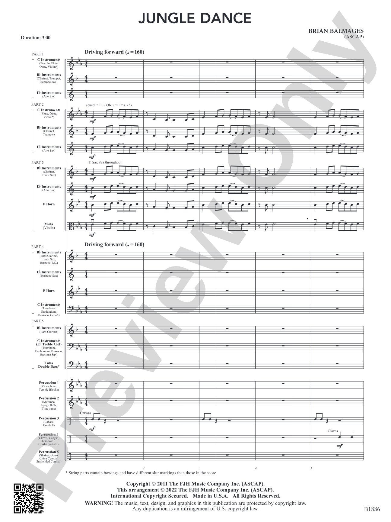 Jungle Dance: Flexible Band/String Ensemble Score & Parts