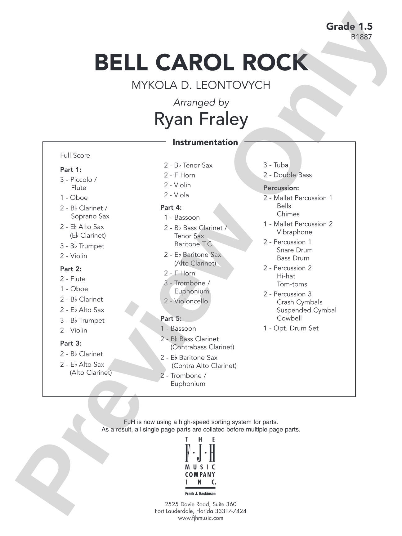 Bell Carol Rock: Flexible Band/String Ensemble Score & Parts