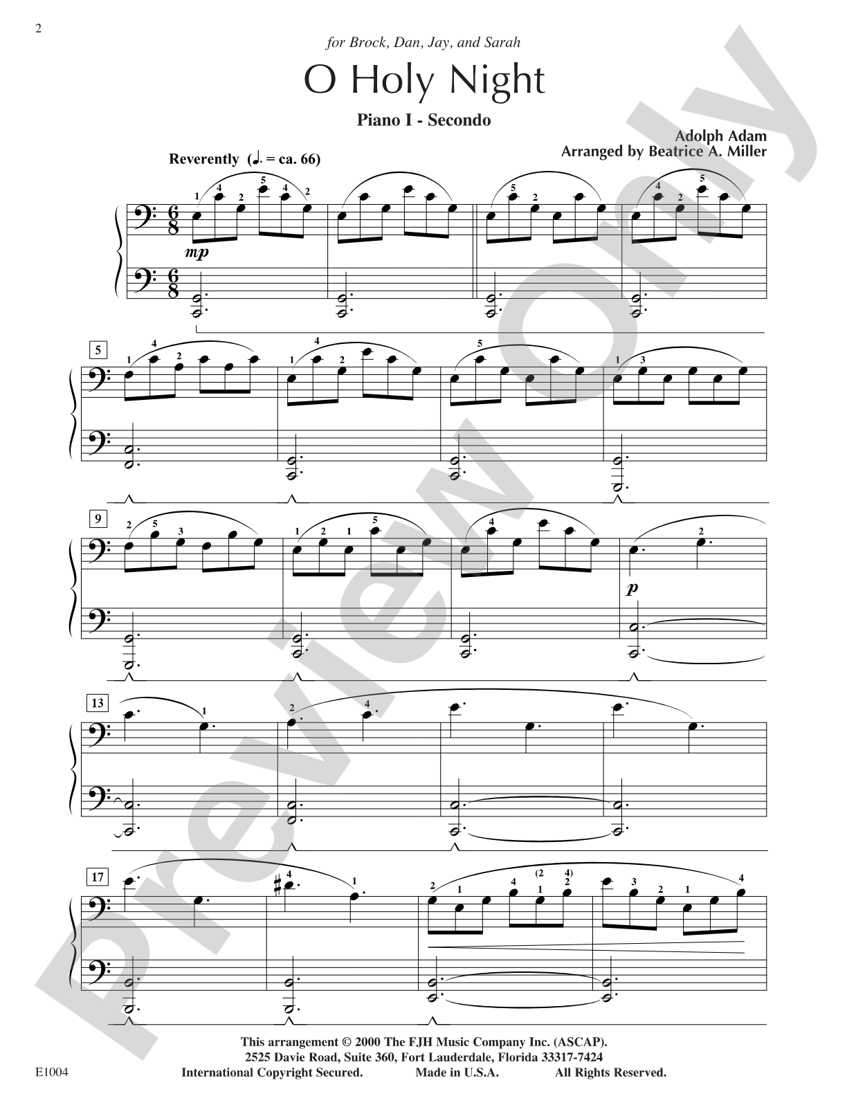 O Holy Night: Piano