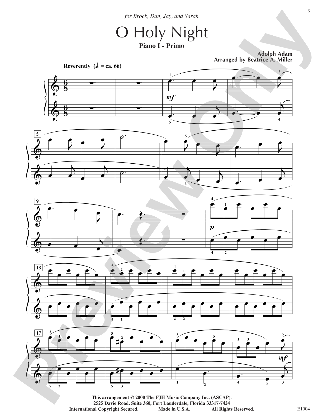 O Holy Night: Piano