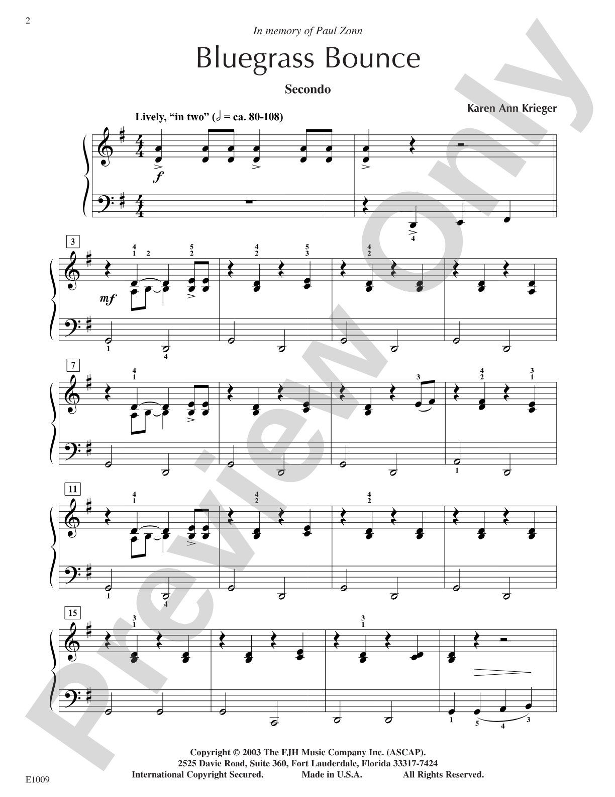 Bluegrass Bounce: Piano