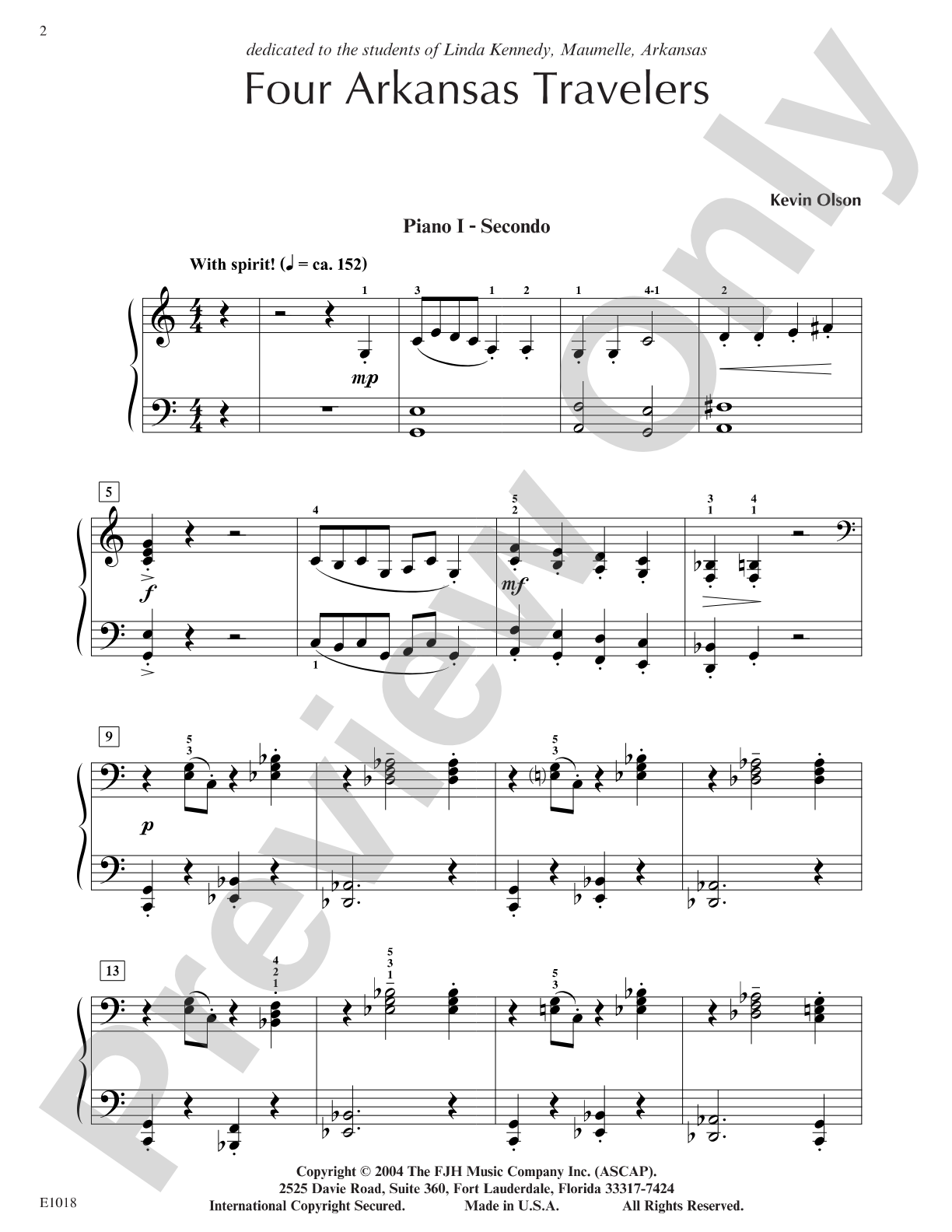 Four Arkansas Travelers (2 piano - 8 hand): Piano