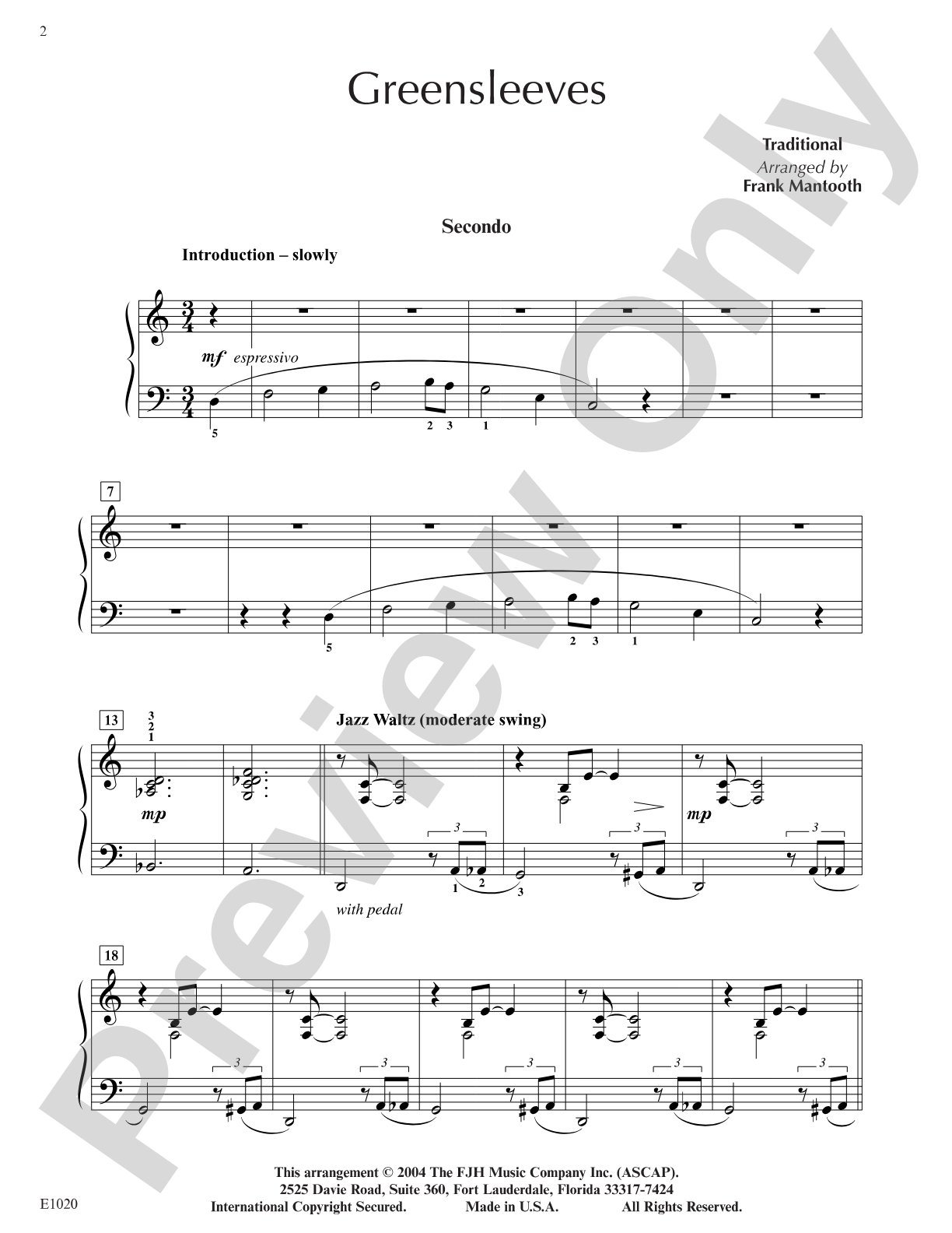 Greensleeves: Piano
