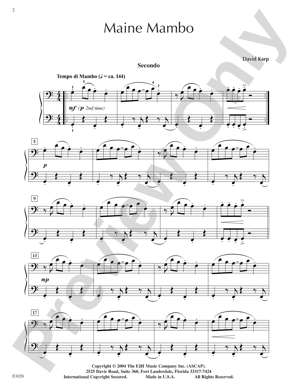 Maine Mambo: Piano