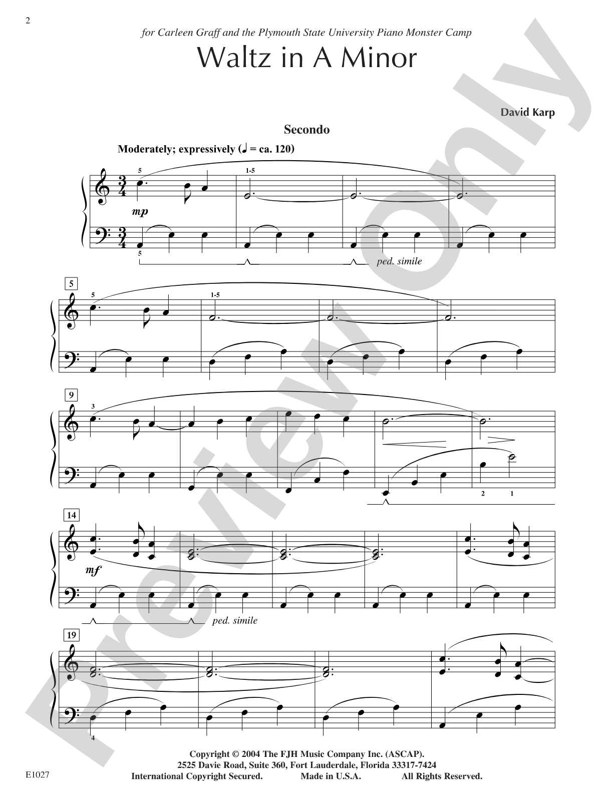 Waltz in A Minor: Piano