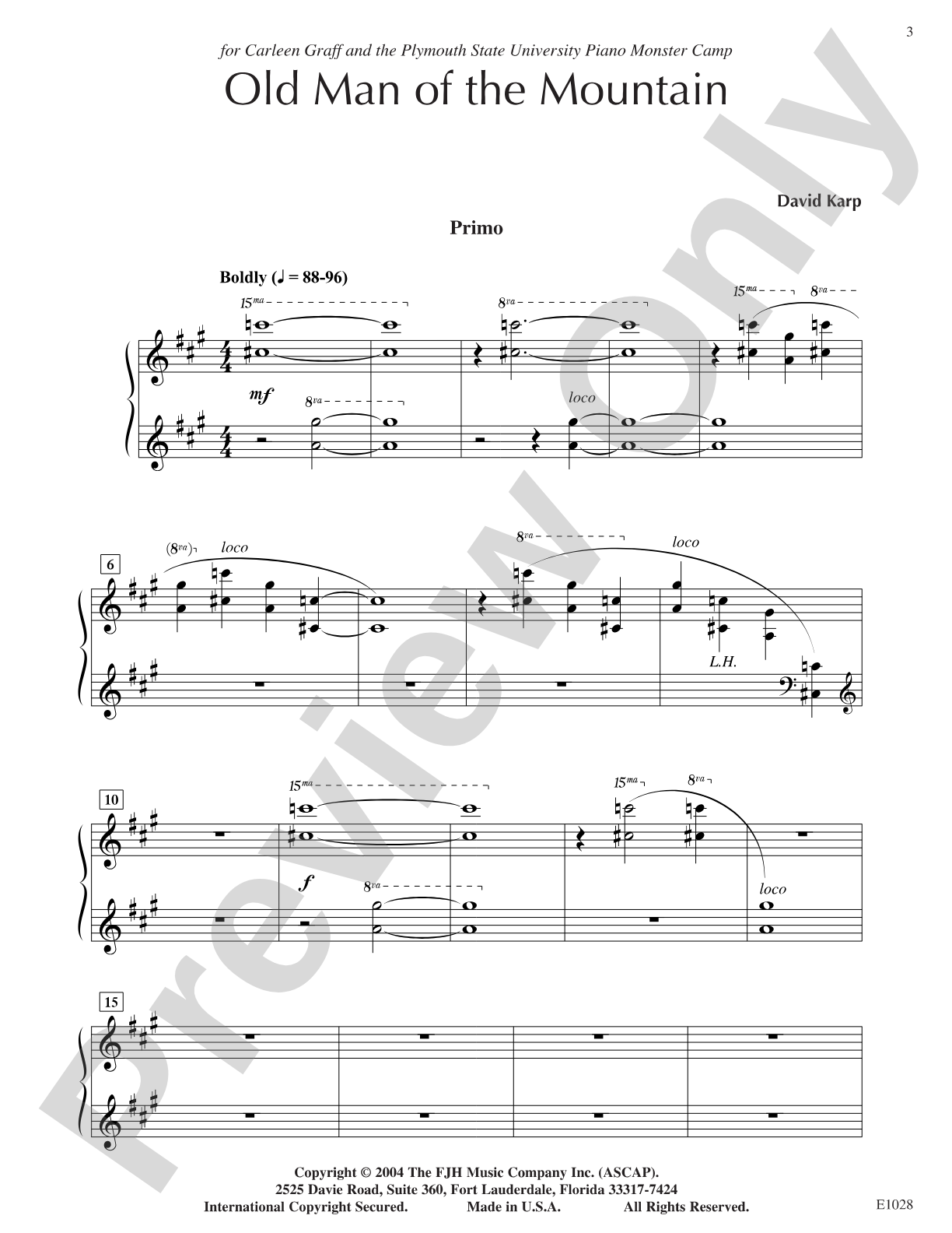 Old Man of the Mountain: Piano