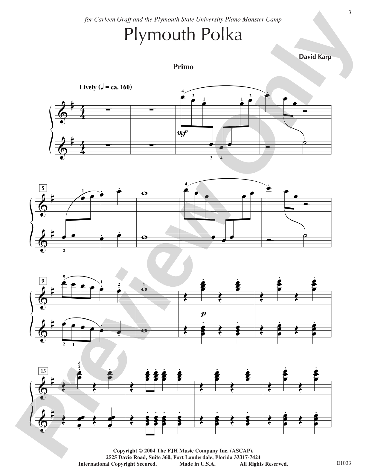 Plymouth Polka: Piano