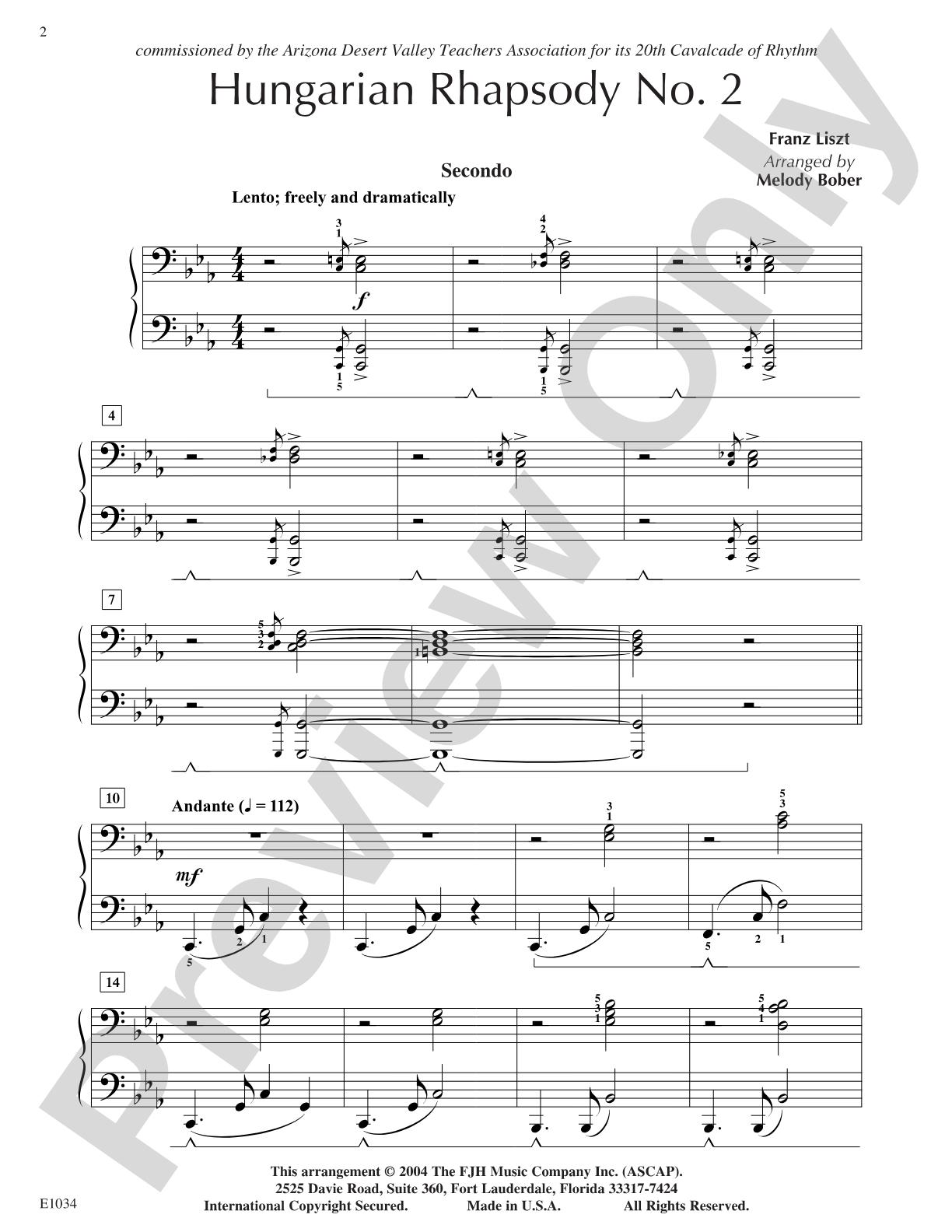 Hungarian Rhapsody No. 2: Piano