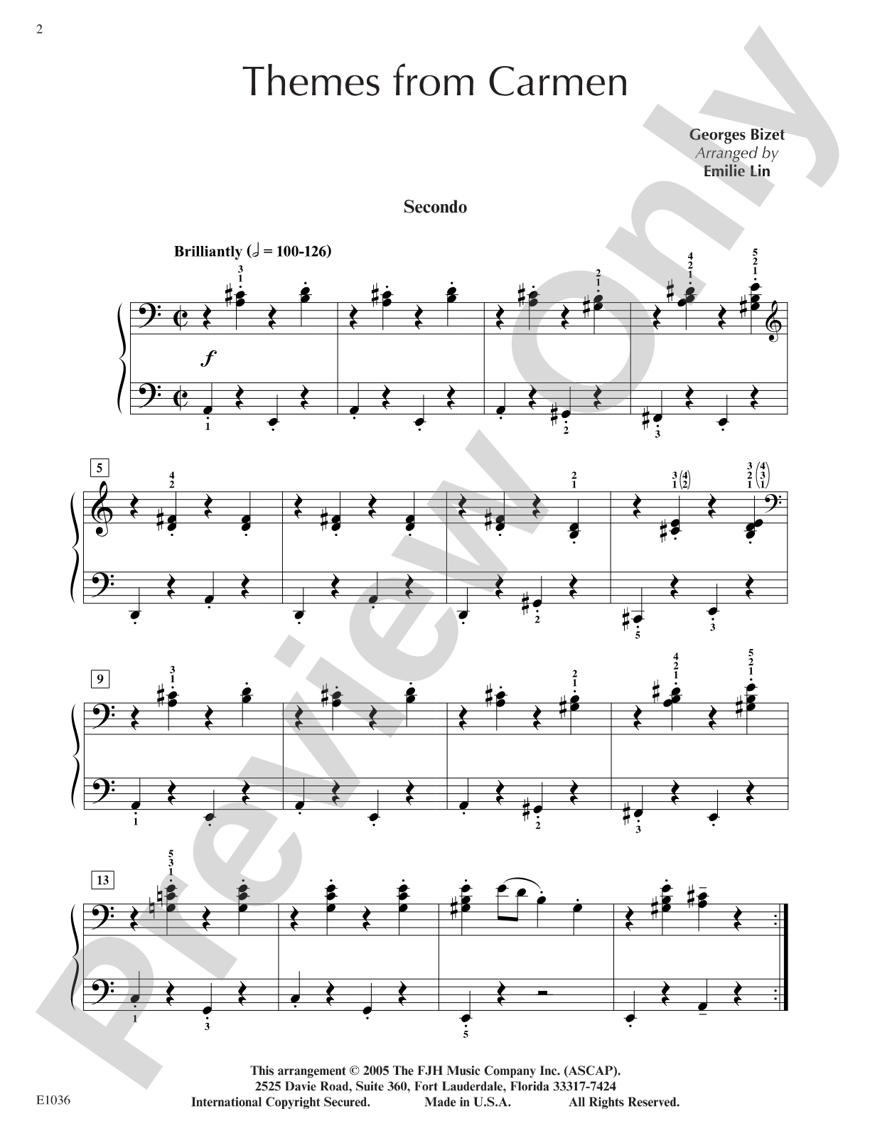 Themes from Carmen: Piano