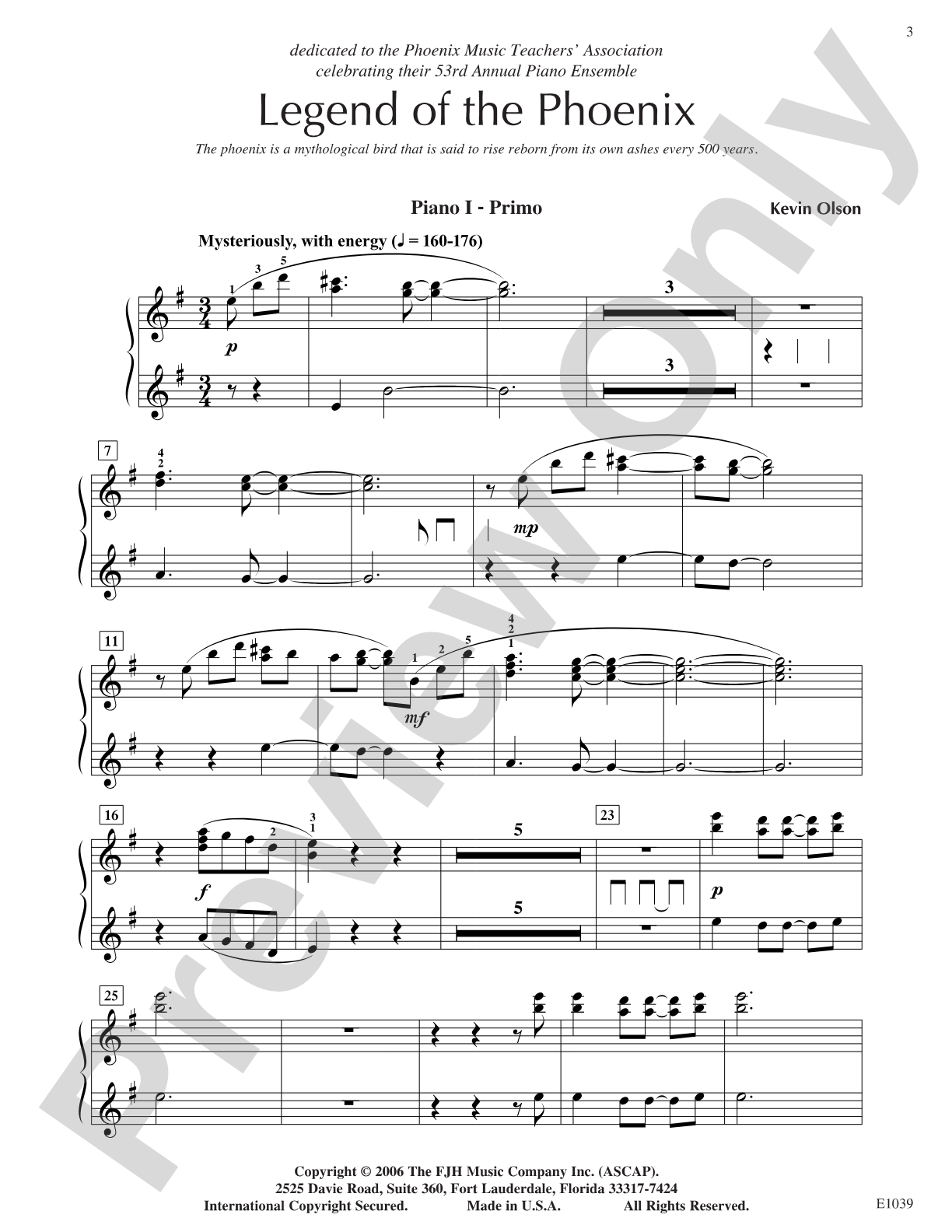 Legend of the Phoenix: Piano