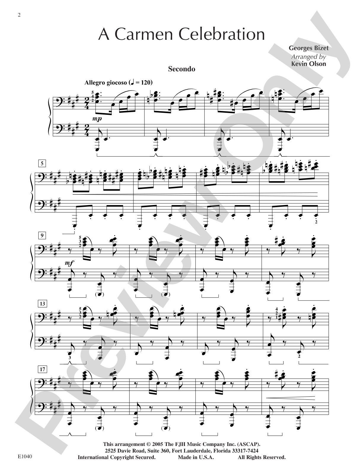 A Carmen Celebration: Piano