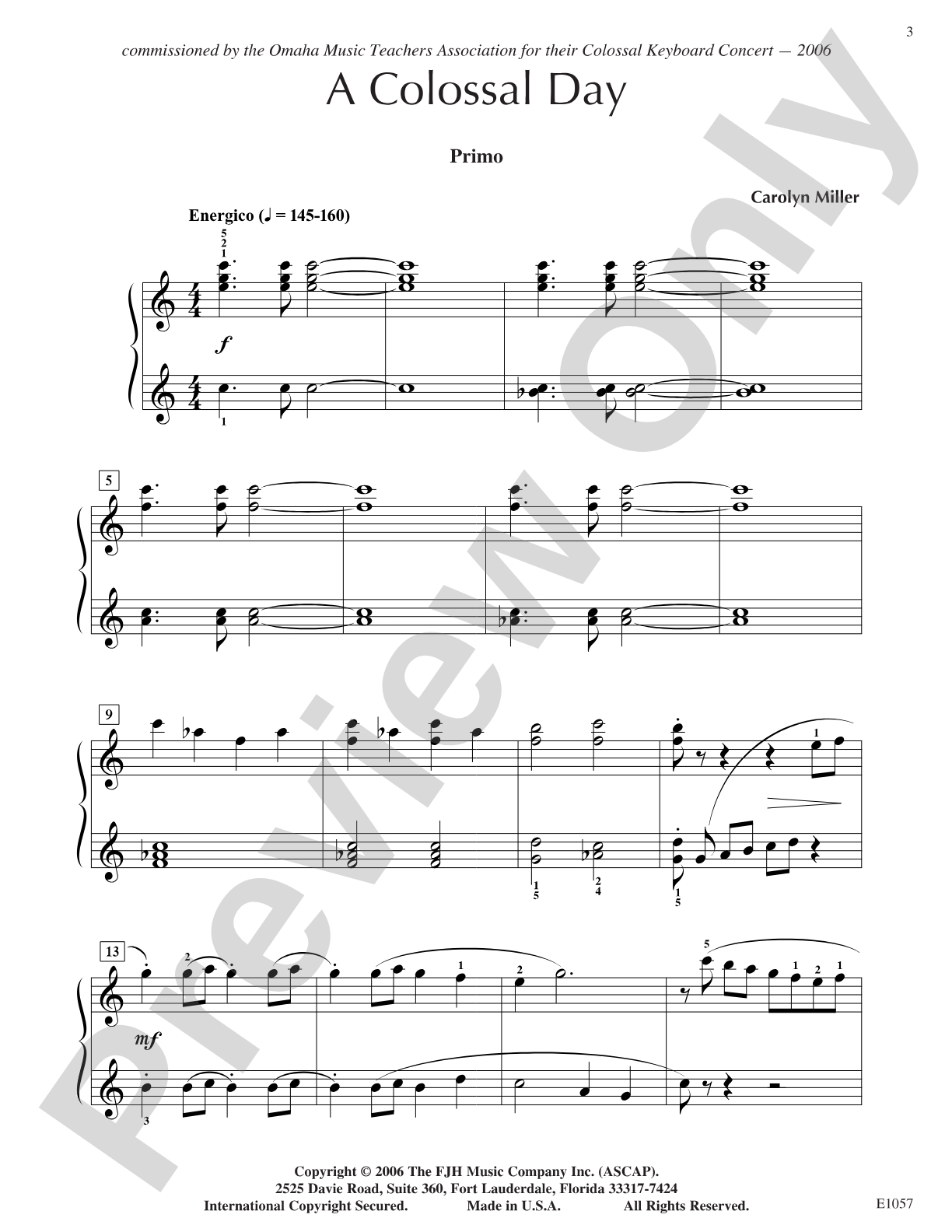 A Colossal Day: Piano