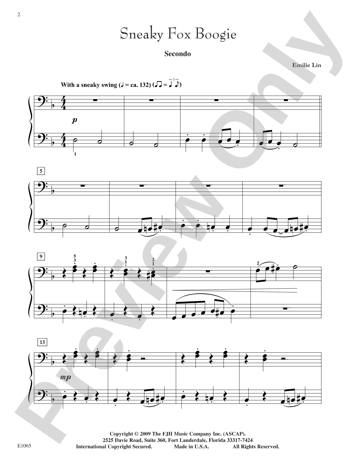 Sneaky Fox Boogie: Piano