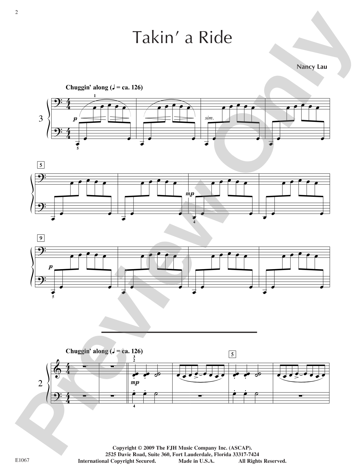 Takin' a Ride: Piano