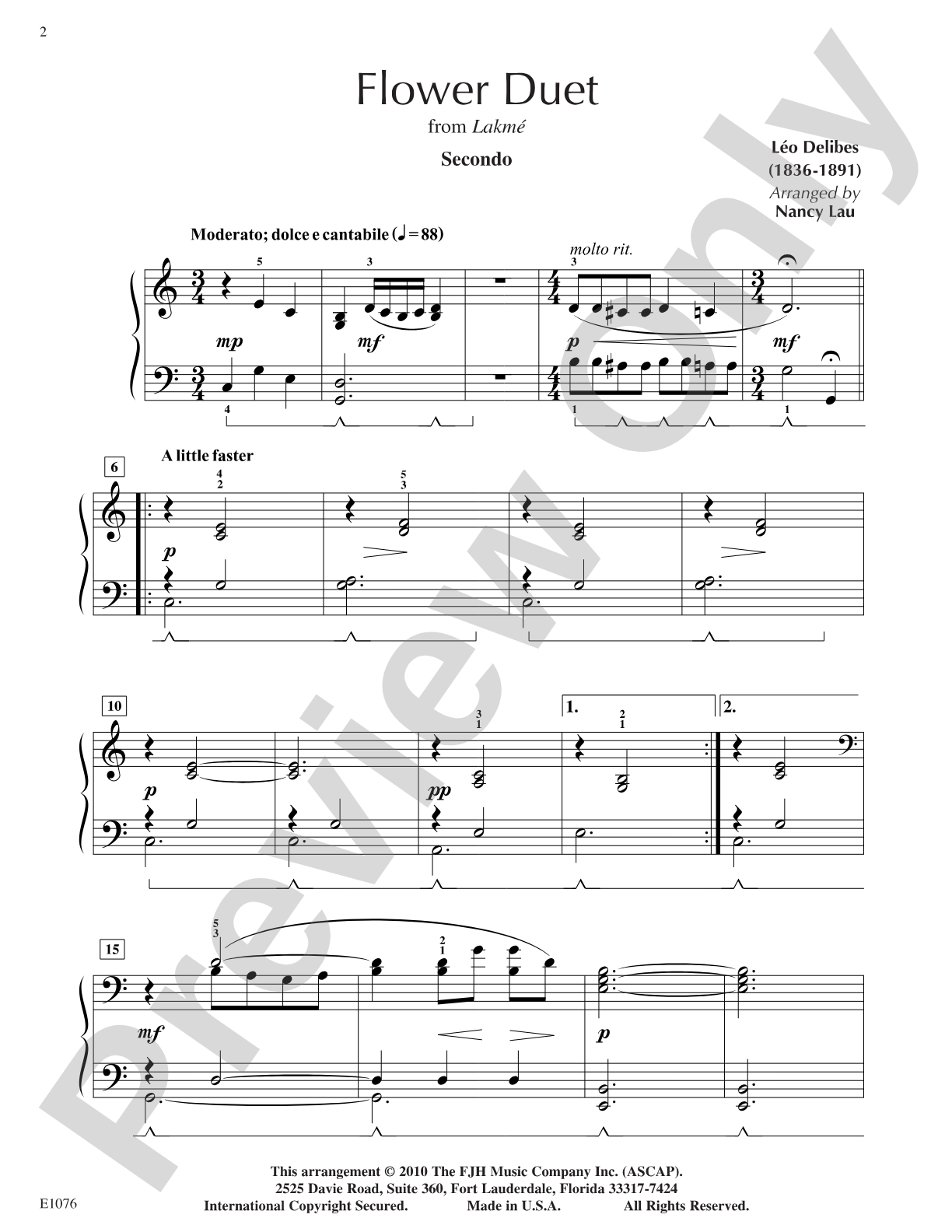 Flower Duet: Piano